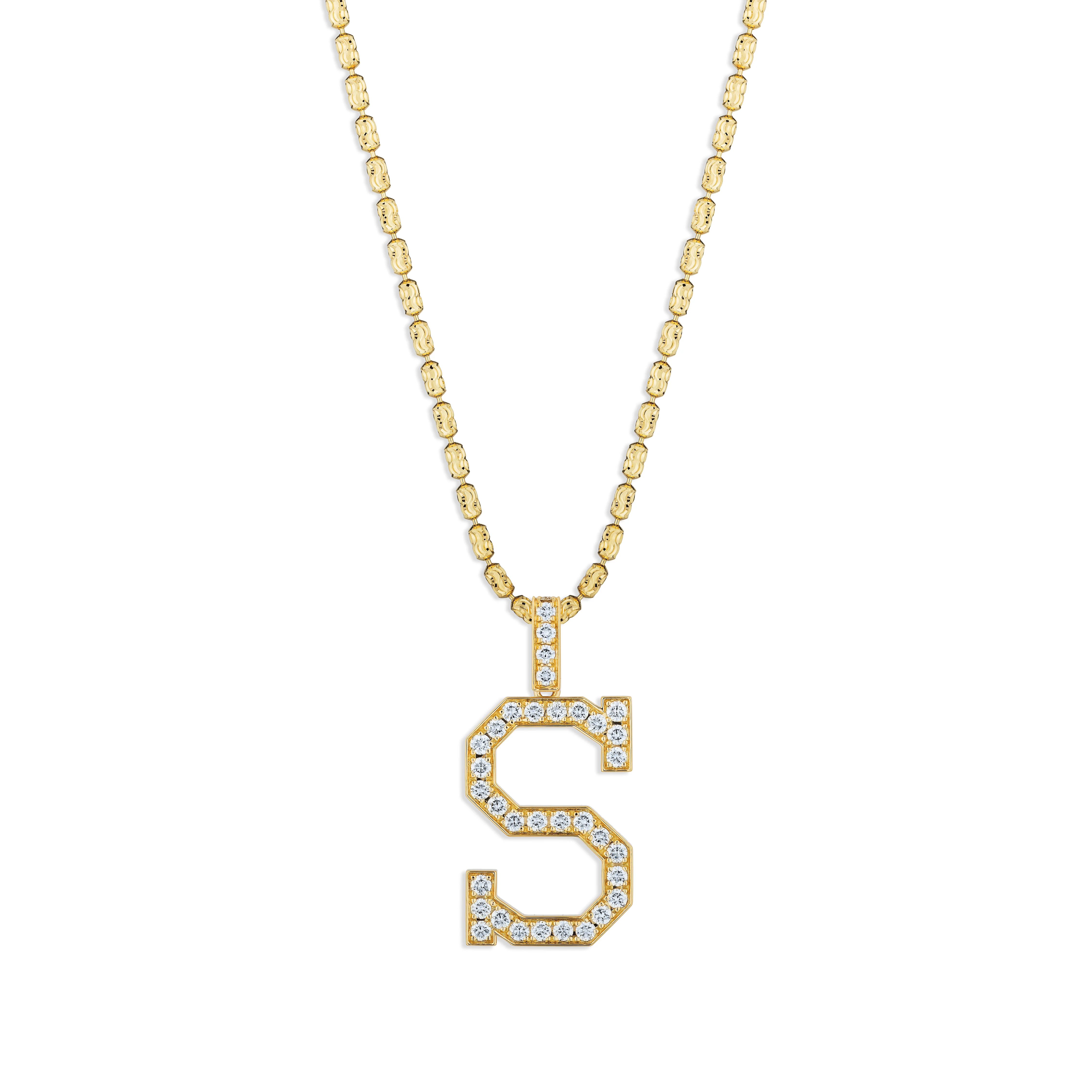 Sabel Collection Yellow Gold Diamond S Initial Pendant