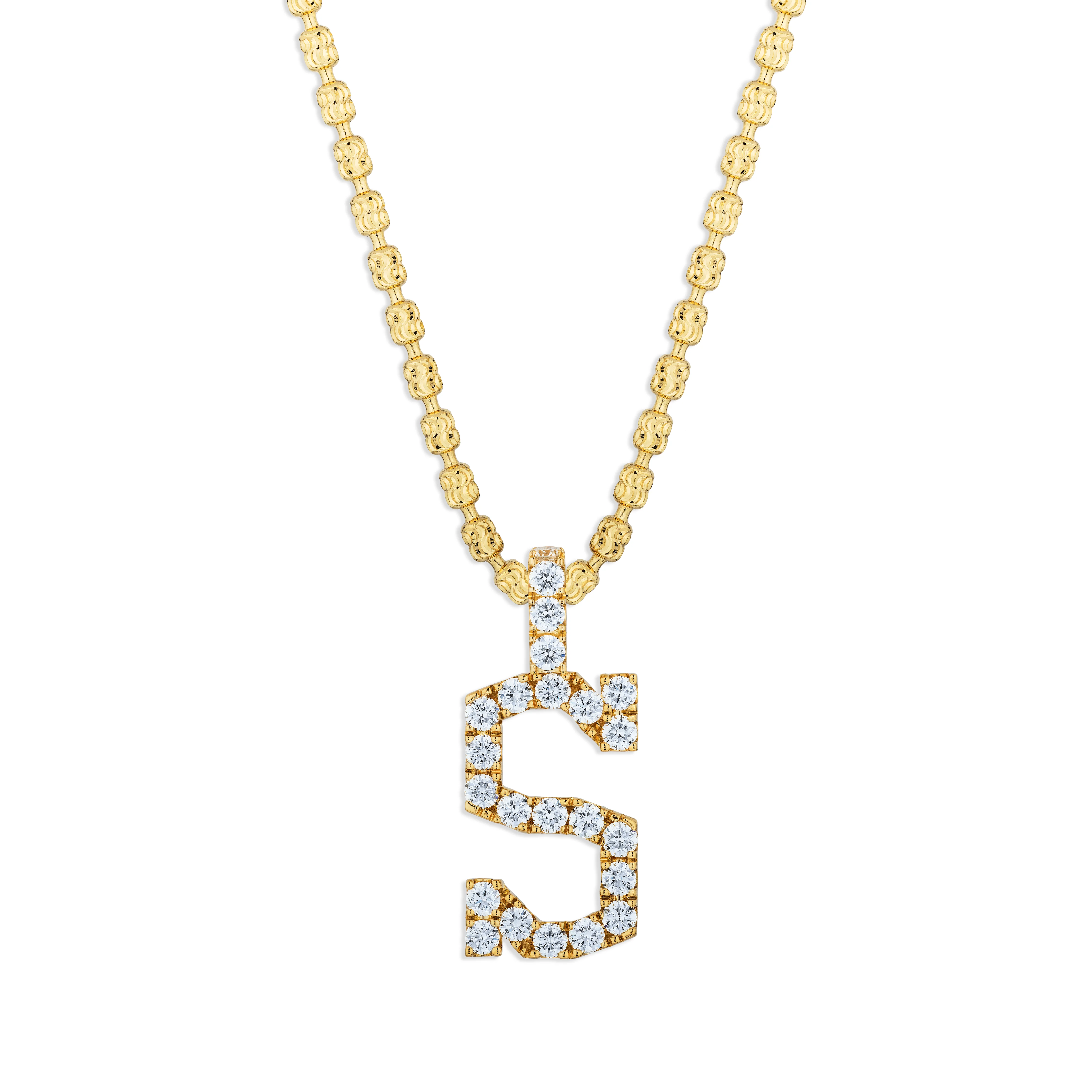 Sabel Collection Yellow Gold Diamond S Initial Pendant - Image 2