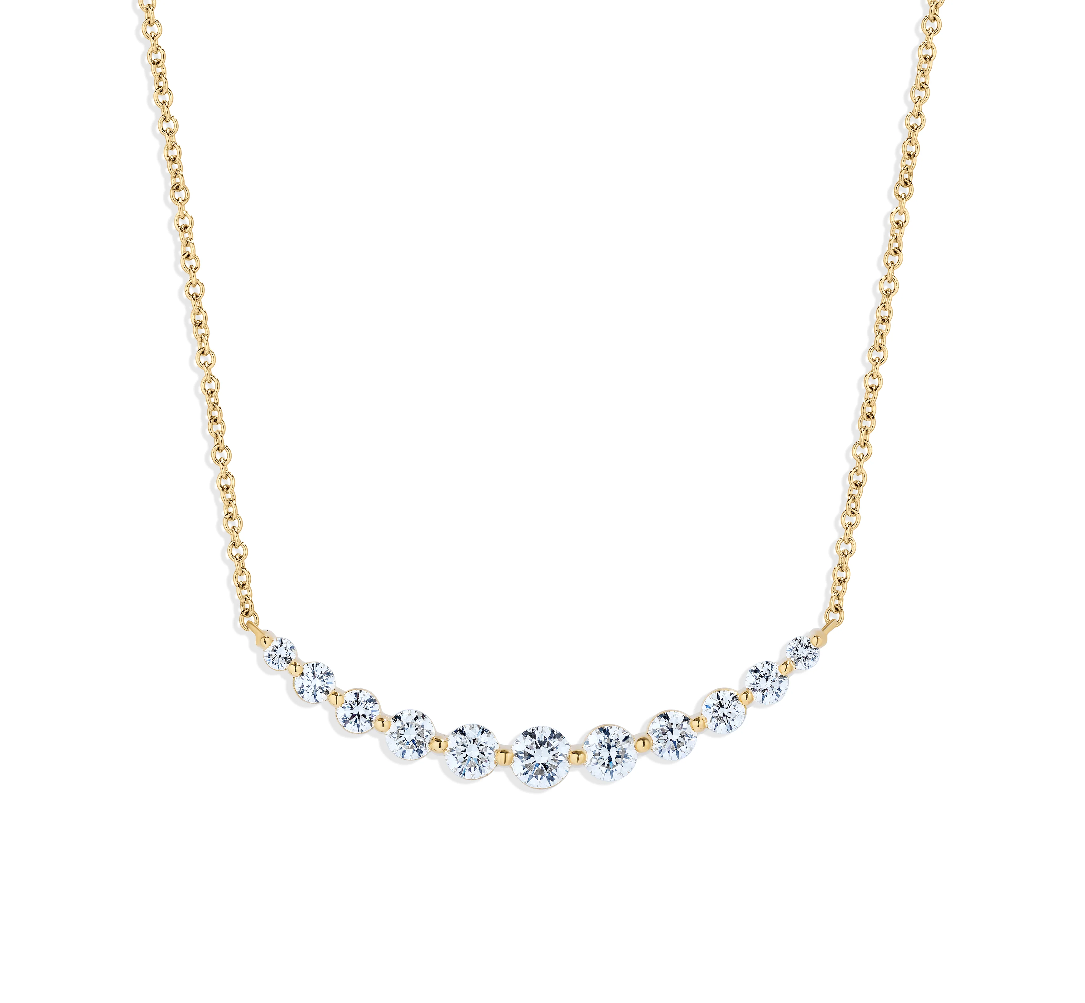 Sabel Collection Yellow Gold Diamond Smiley Bar Necklace