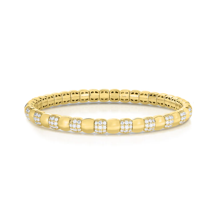 Sabel Collection Yellow Gold Diamond Station Stretch Bangle