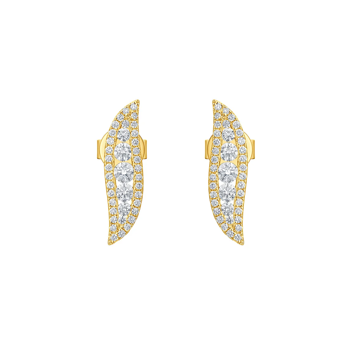 Sabel Collection Yellow Gold Diamond Wing Climber Earrings