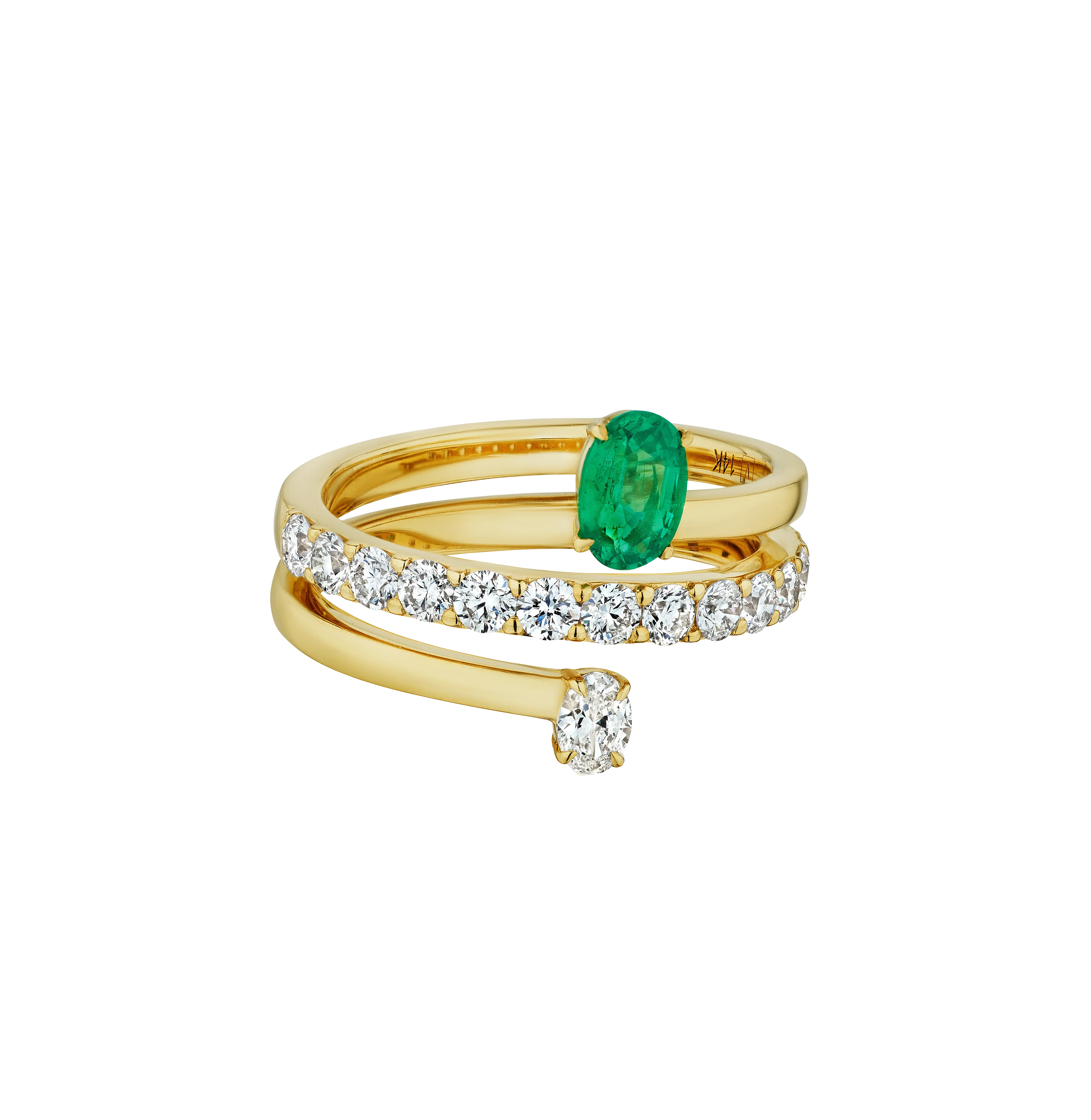 Sabel Collection Yellow Gold Emerald and Diamond Wrap Ring