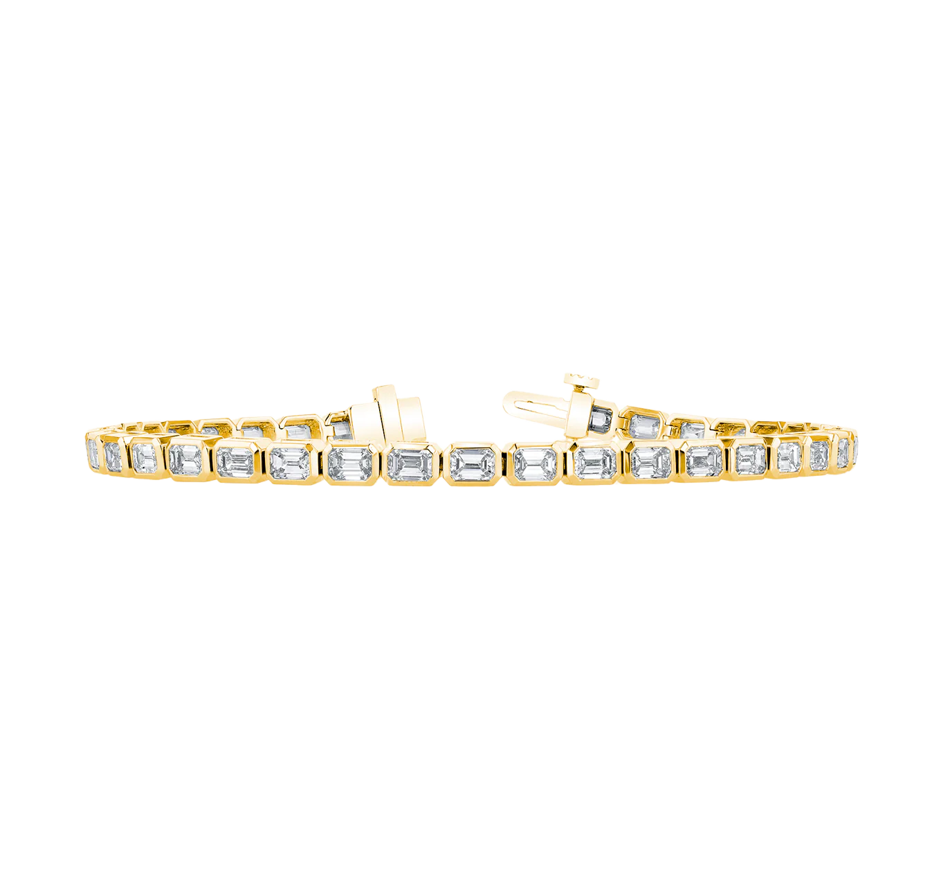 Sabel Collection Yellow Gold Emerald Cut Diamond Tennis Bracelet