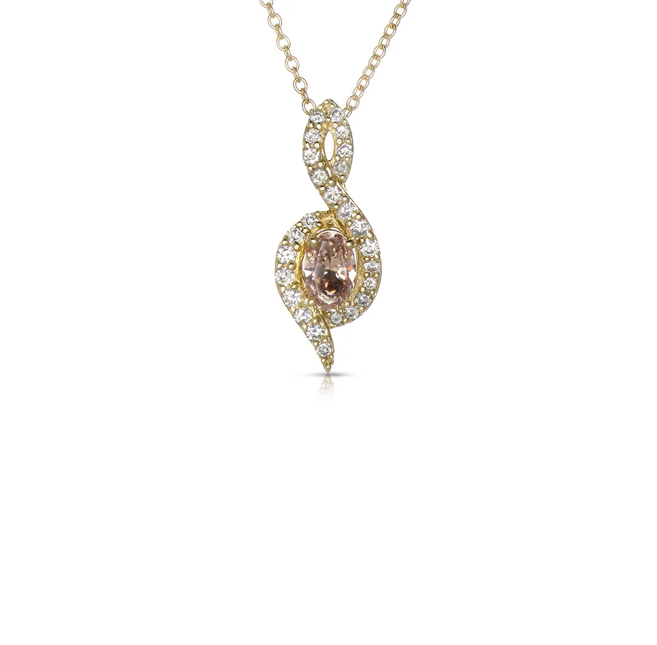 Sabel Collection Yellow Gold Fancy and White Diamond Swirl Pendant