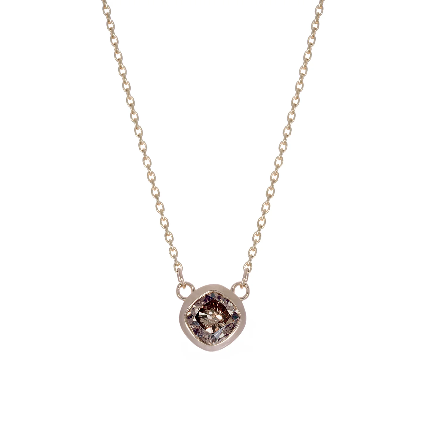 Sabel Collection Yellow Gold Fancy Diamond Bezel Set Necklace