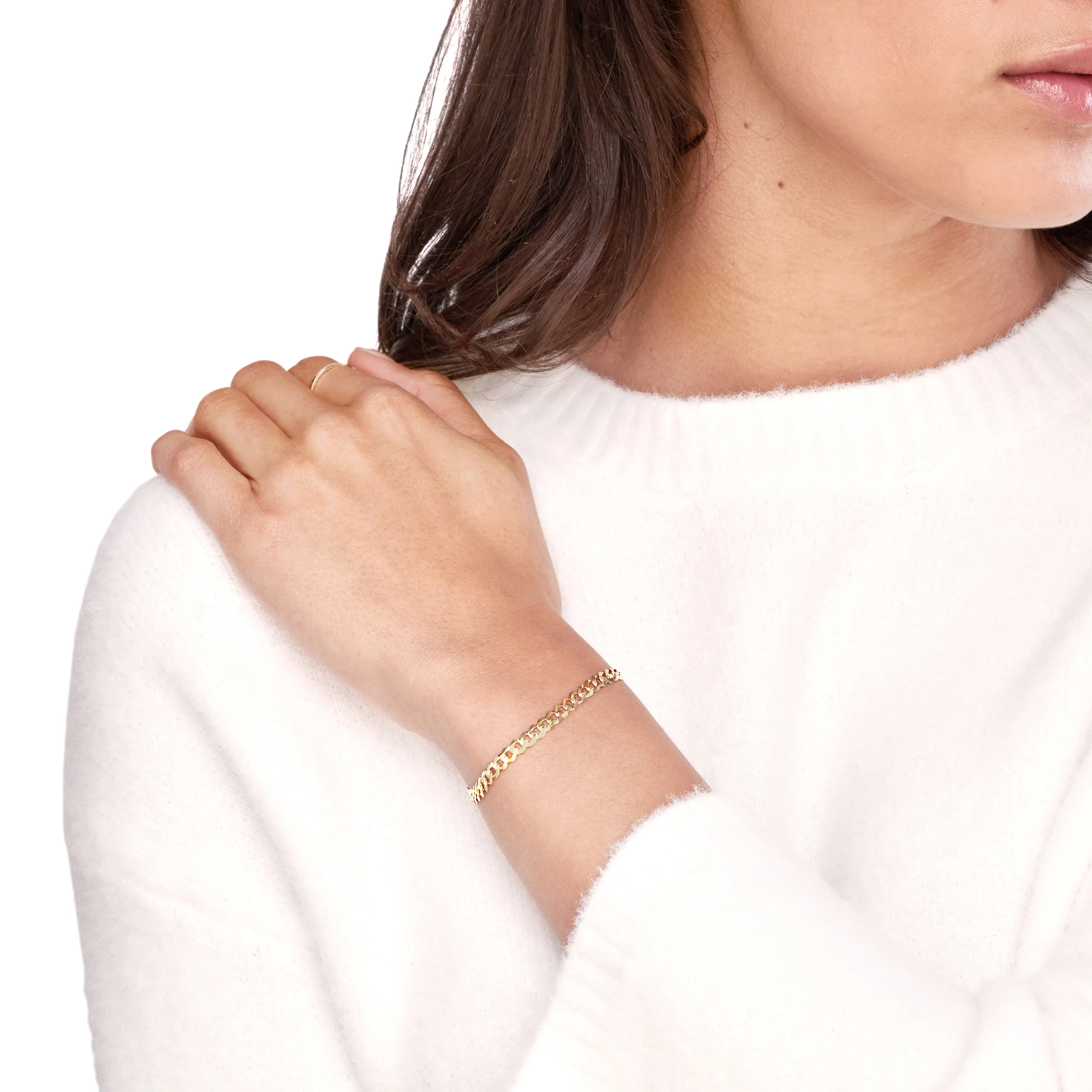 Sabel Collection Yellow Gold Flat Open Chain Bracelet - Image 4