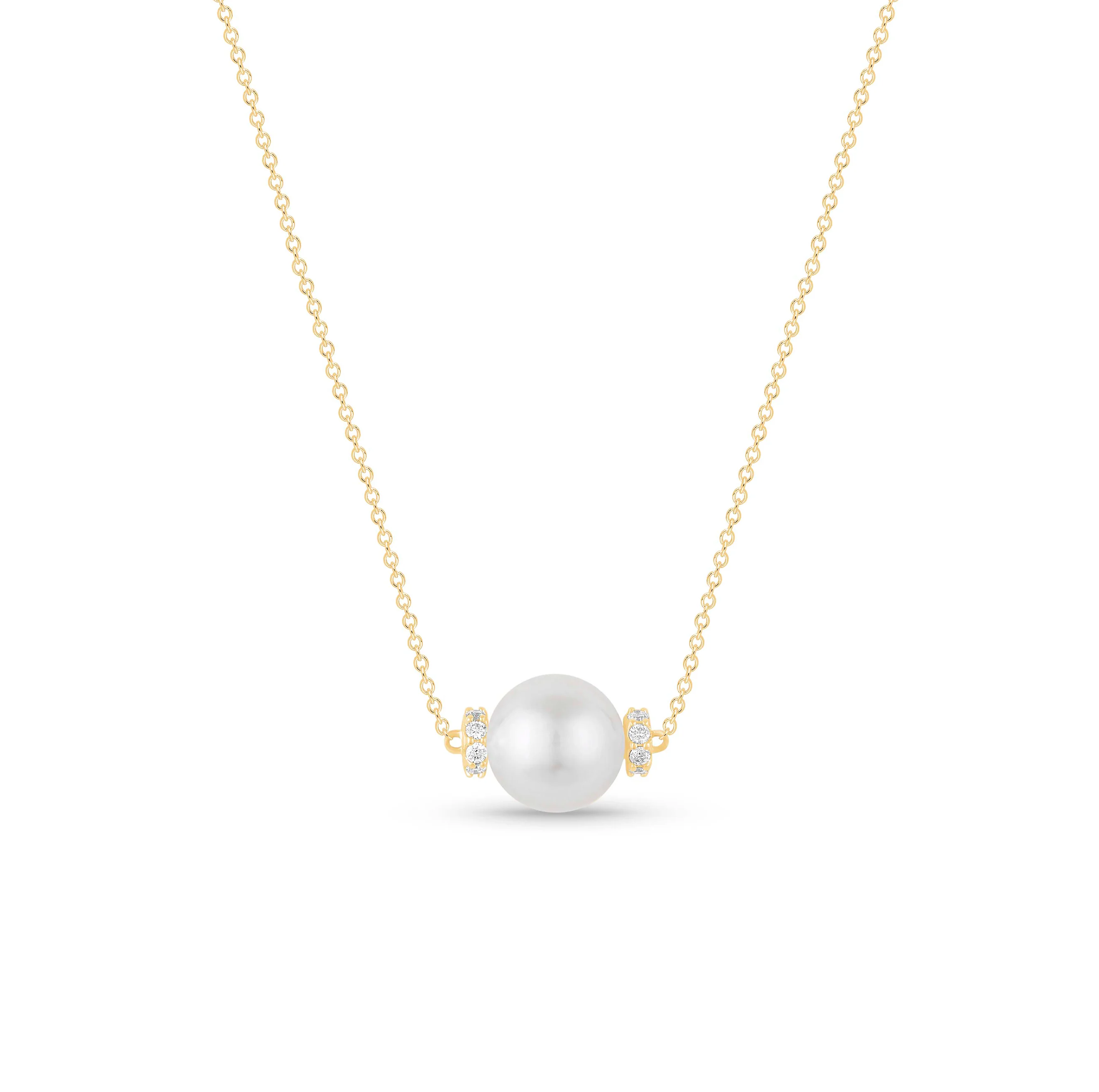 Sabel Collection Yellow Gold Freshwater Pearl and Diamond Necklace