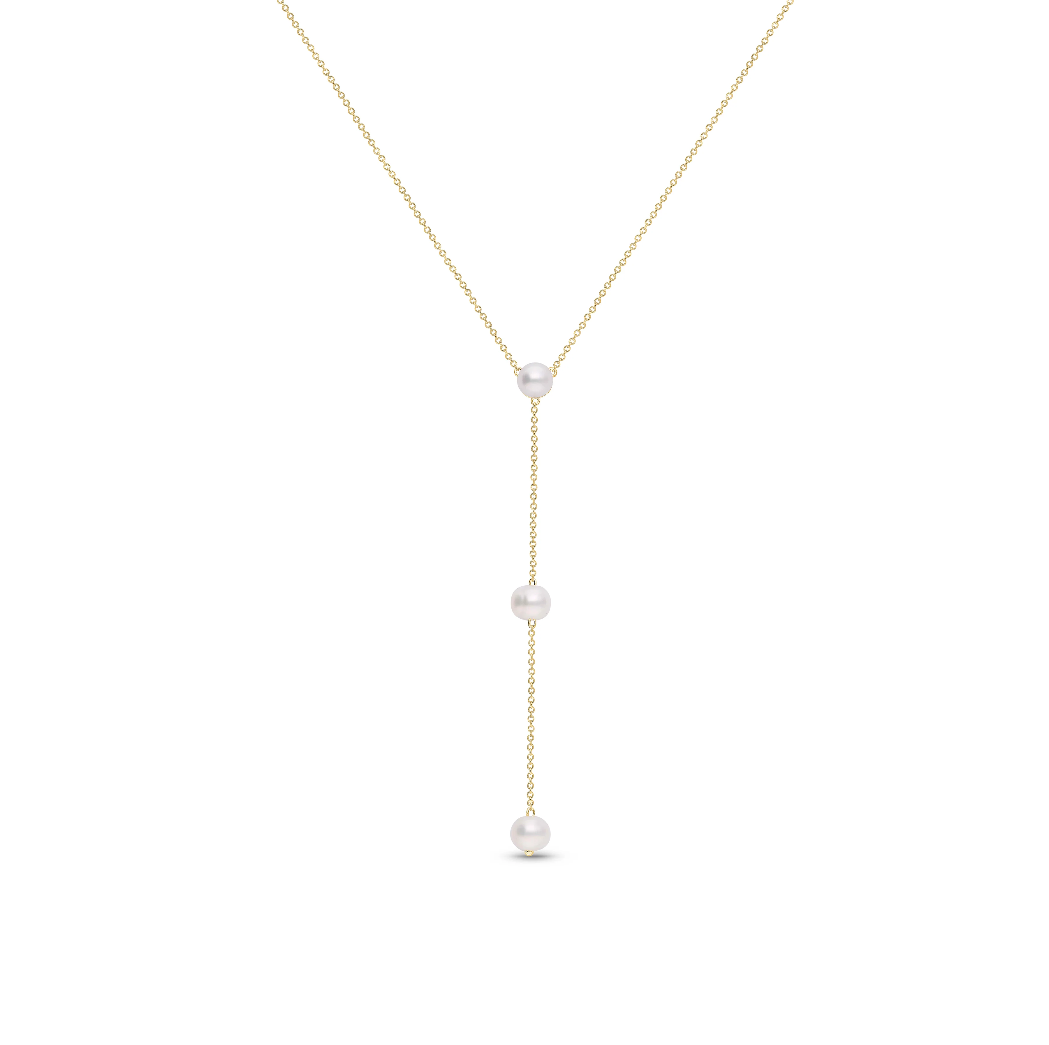 Sabel Collection Yellow Gold Freshwater Pearl Lariat Necklace