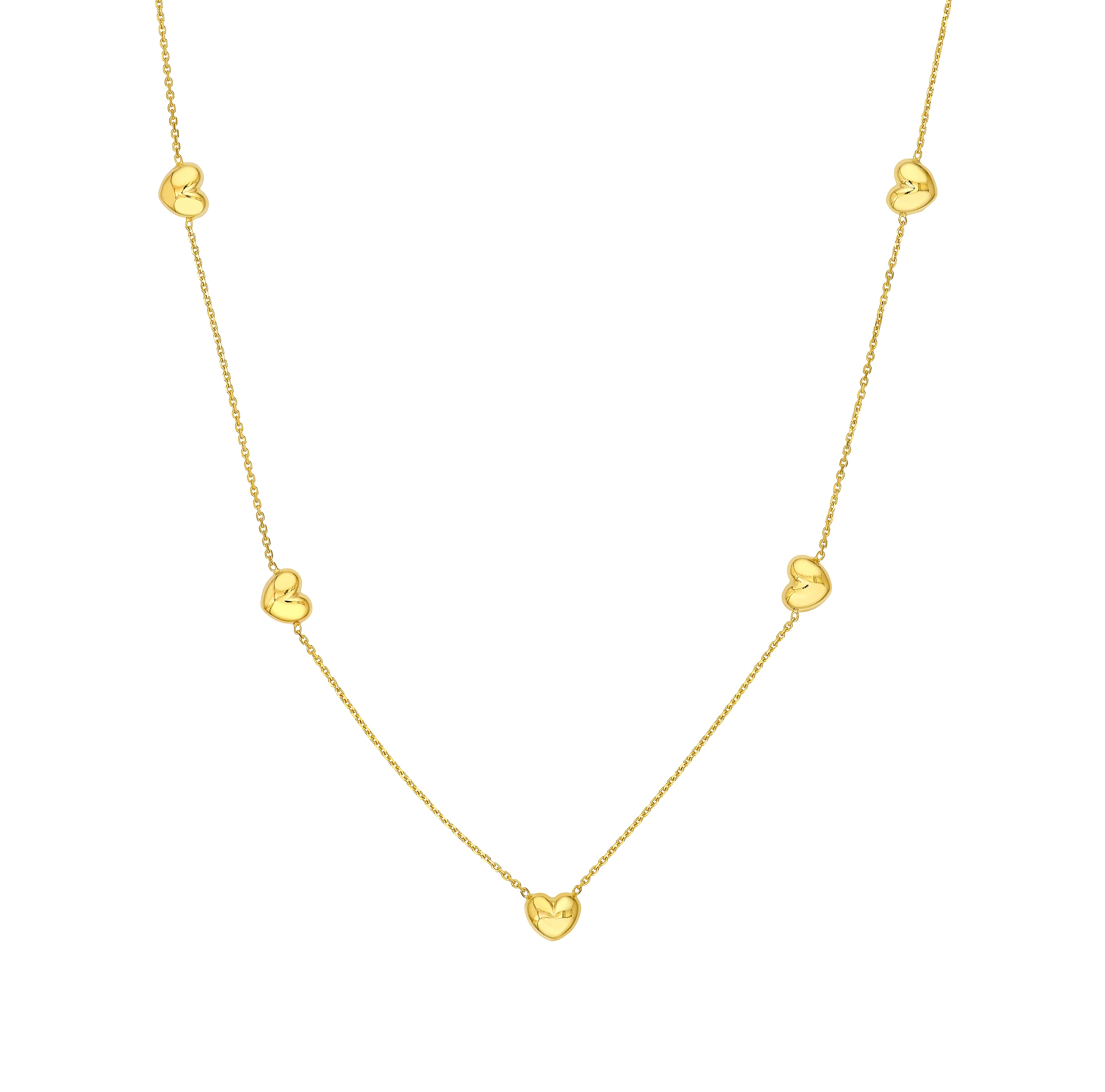 Sabel Collection Yellow Gold Heart Station Necklace