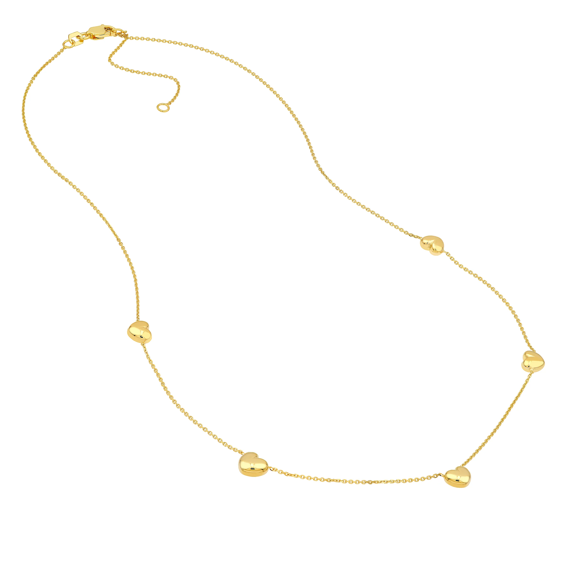 Sabel Collection Yellow Gold Heart Station Necklace - Image 2