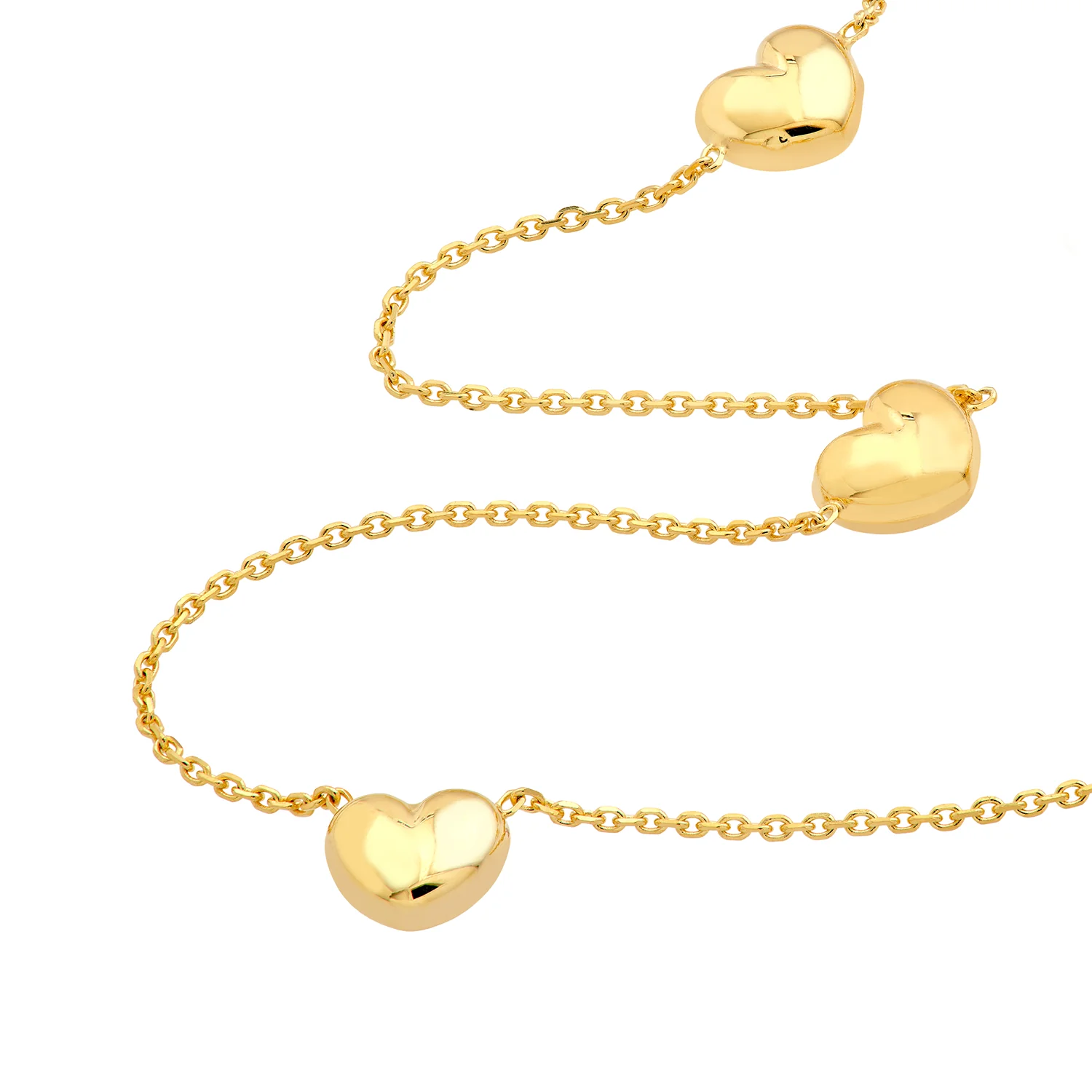 Sabel Collection Yellow Gold Heart Station Necklace - Image 3