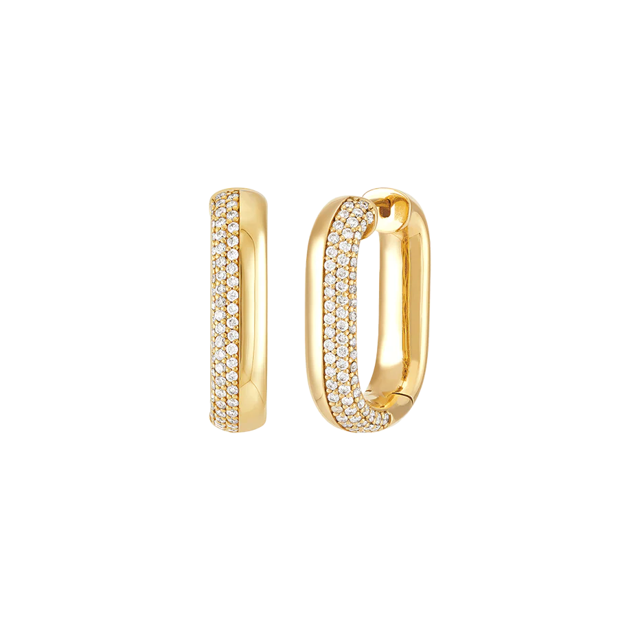 Sabel Collection Yellow Gold Hoop Earrings with Diamonds