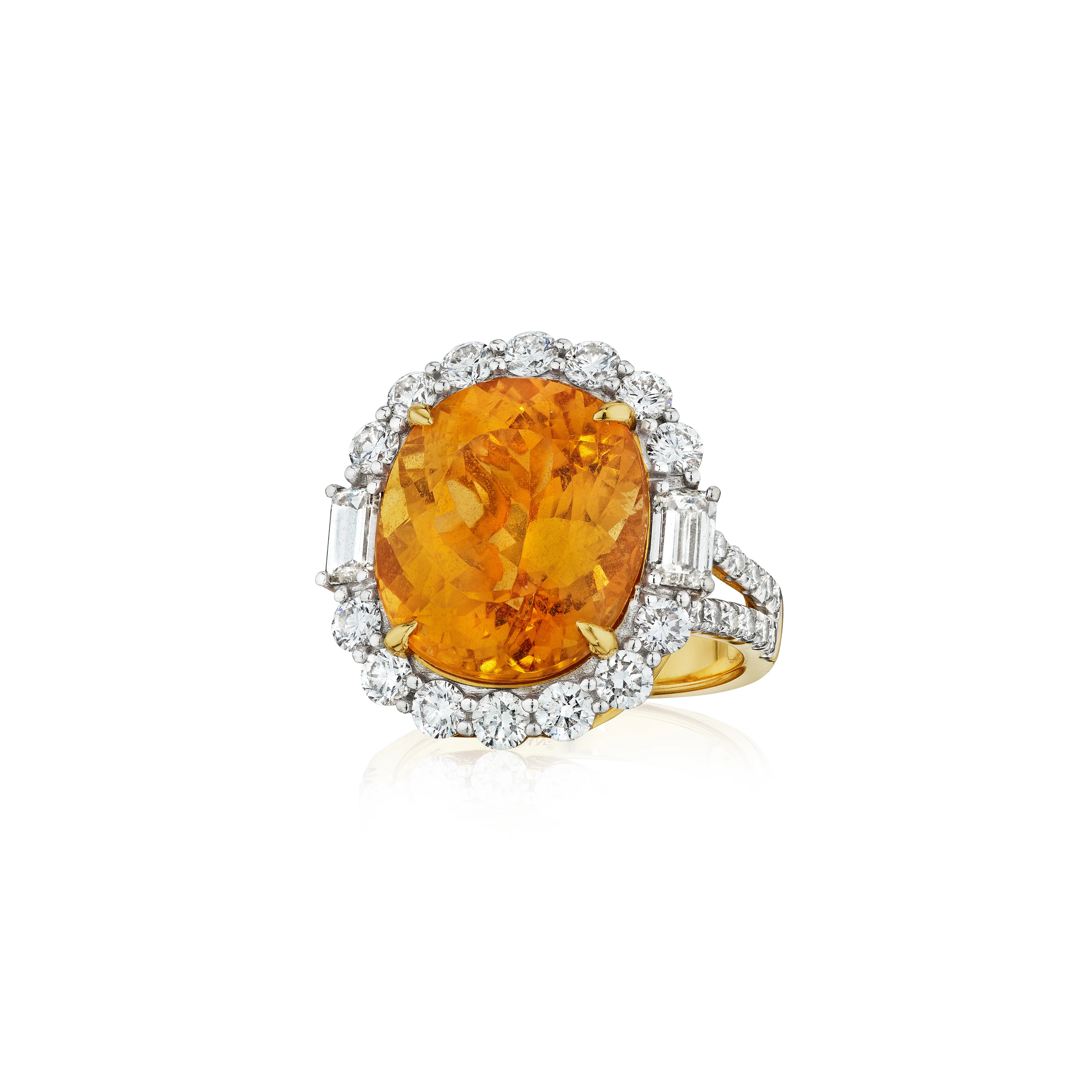 Sabel Collection Yellow Gold Imperial Topaz and Diamond Cocktail Ring