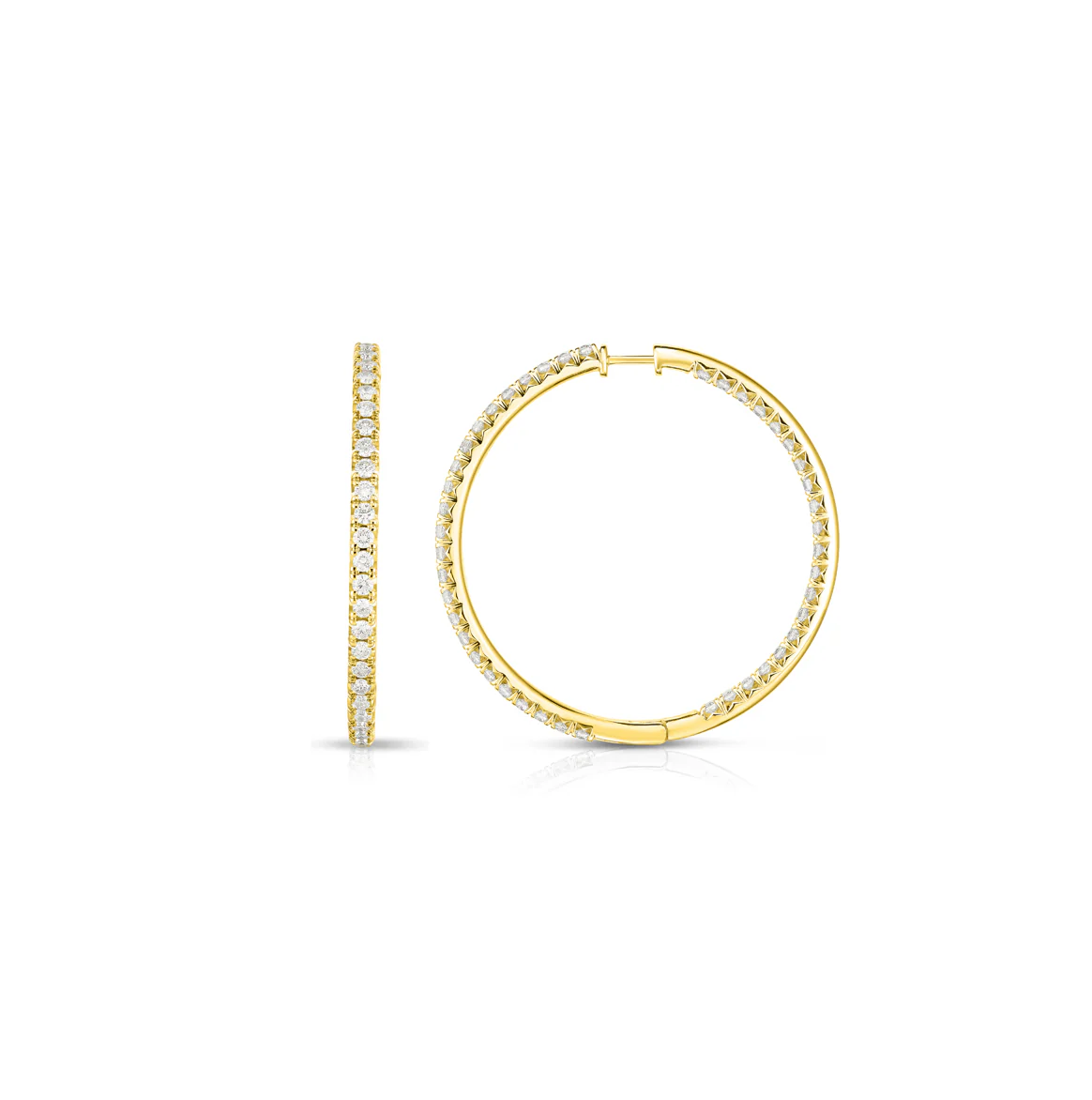 Sabel Collection Yellow Gold Inside Out Round Diamond Hoop Earrings