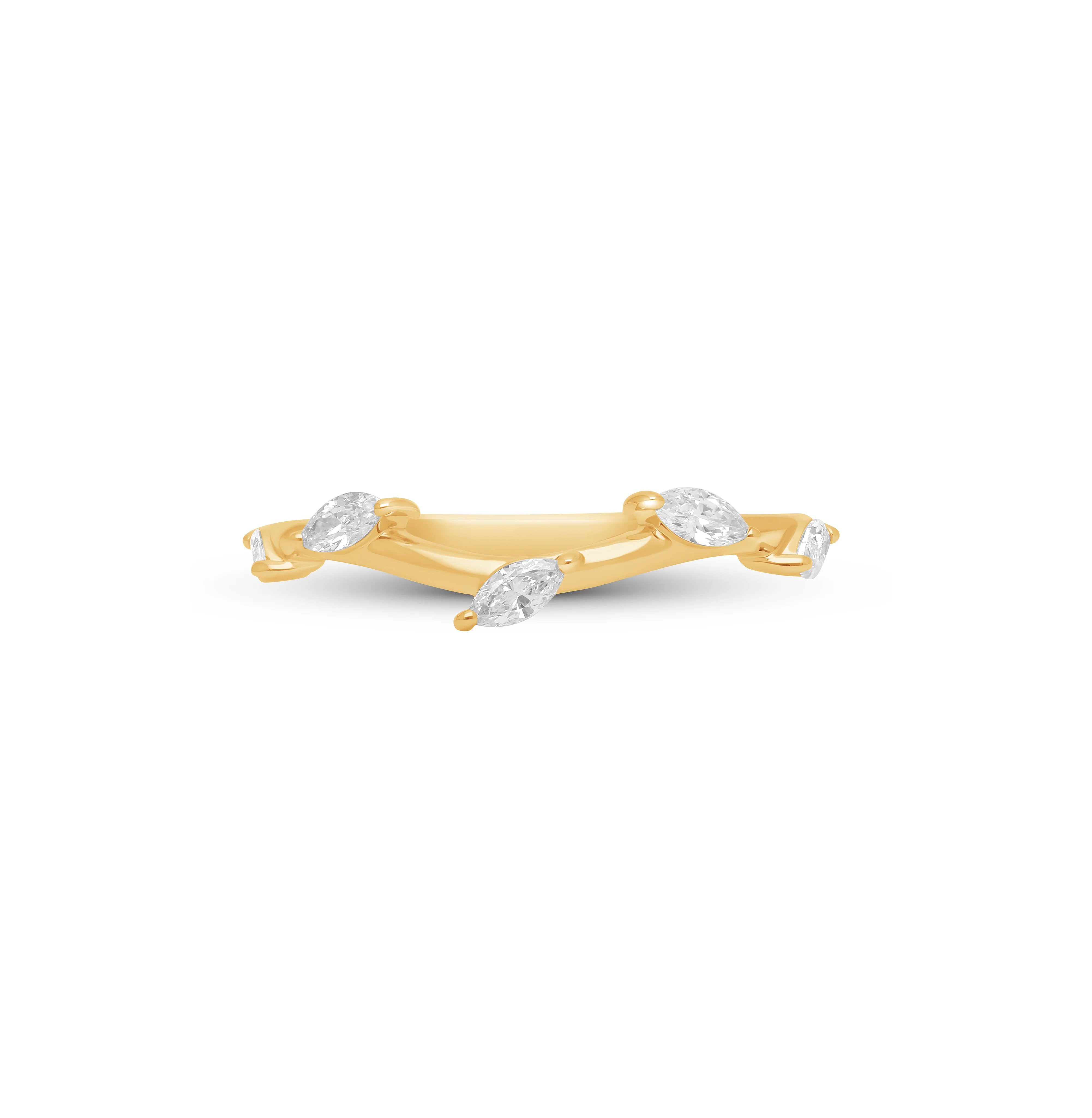 Sabel Collection Yellow Gold Marquise Diamond Curved Ring - Image 2