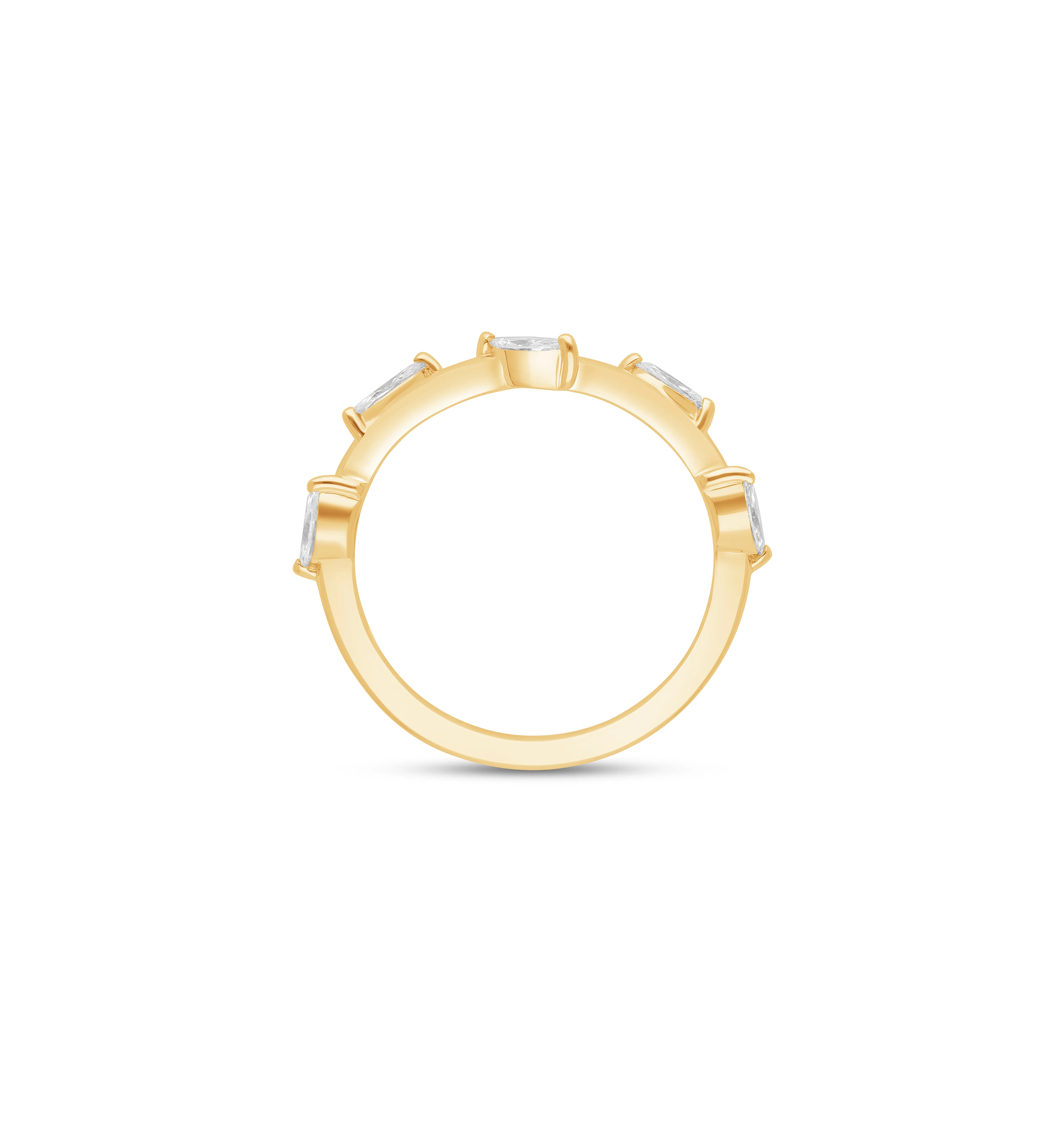Sabel Collection Yellow Gold Marquise Diamond Curved Ring - Image 3