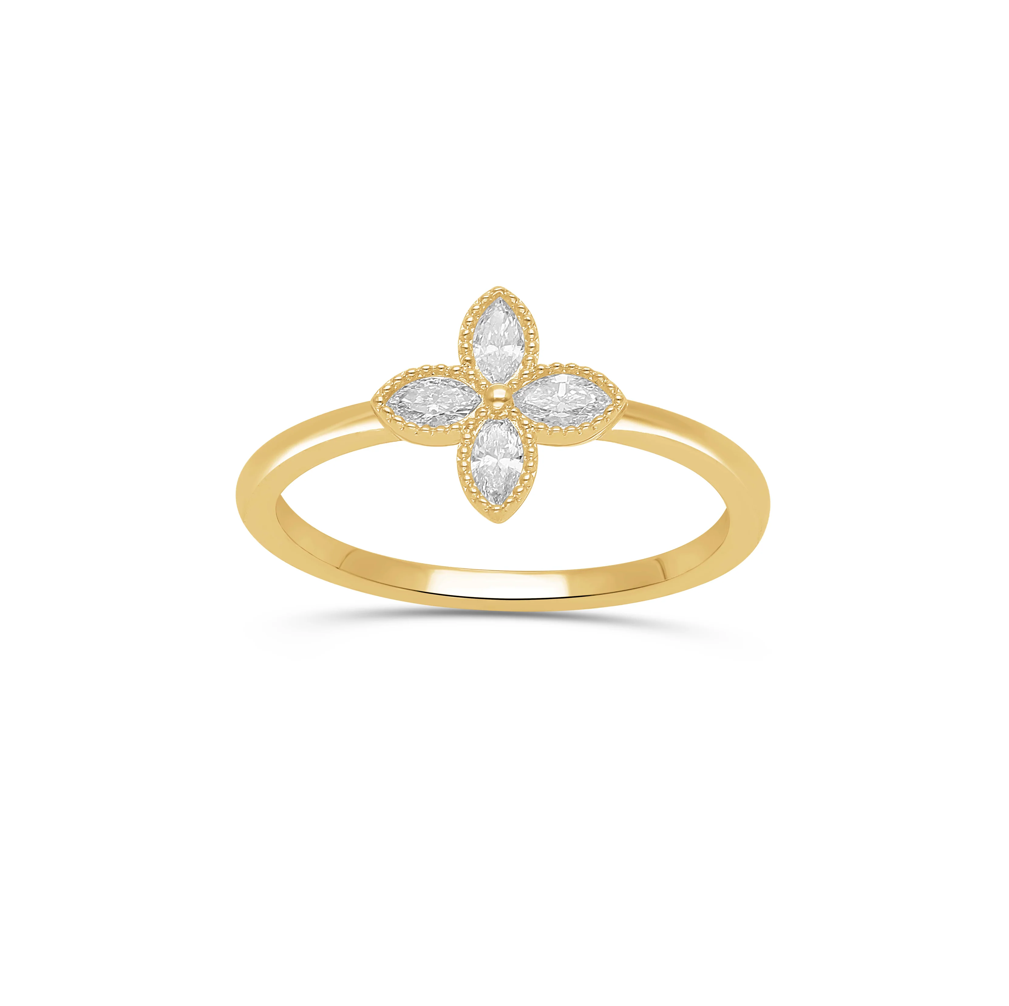 Sabel Collection Yellow Gold Marquise Diamond Flower Ring