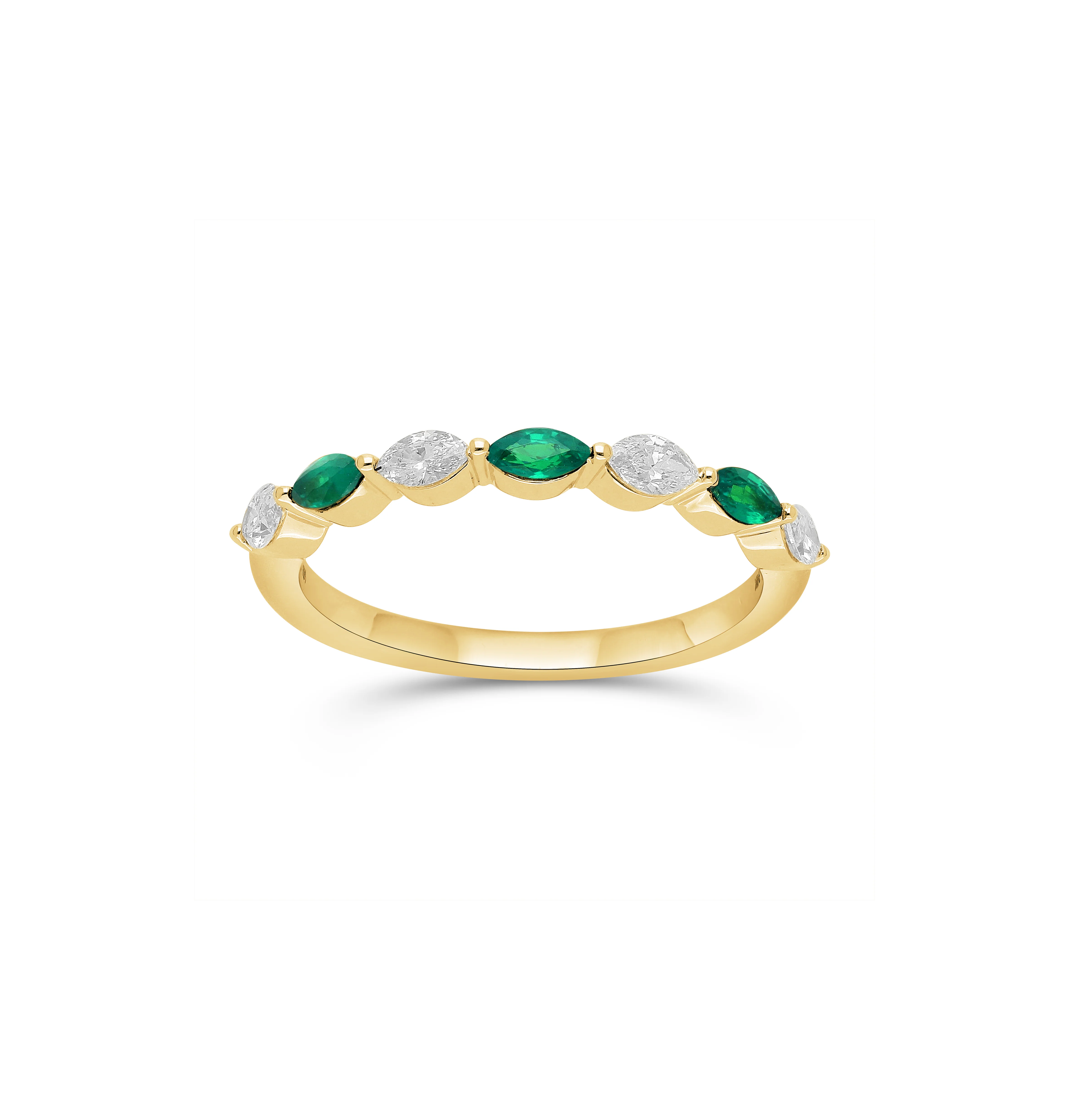 Sabel Collection Yellow Gold Marquise Emerald and Diamond Ring