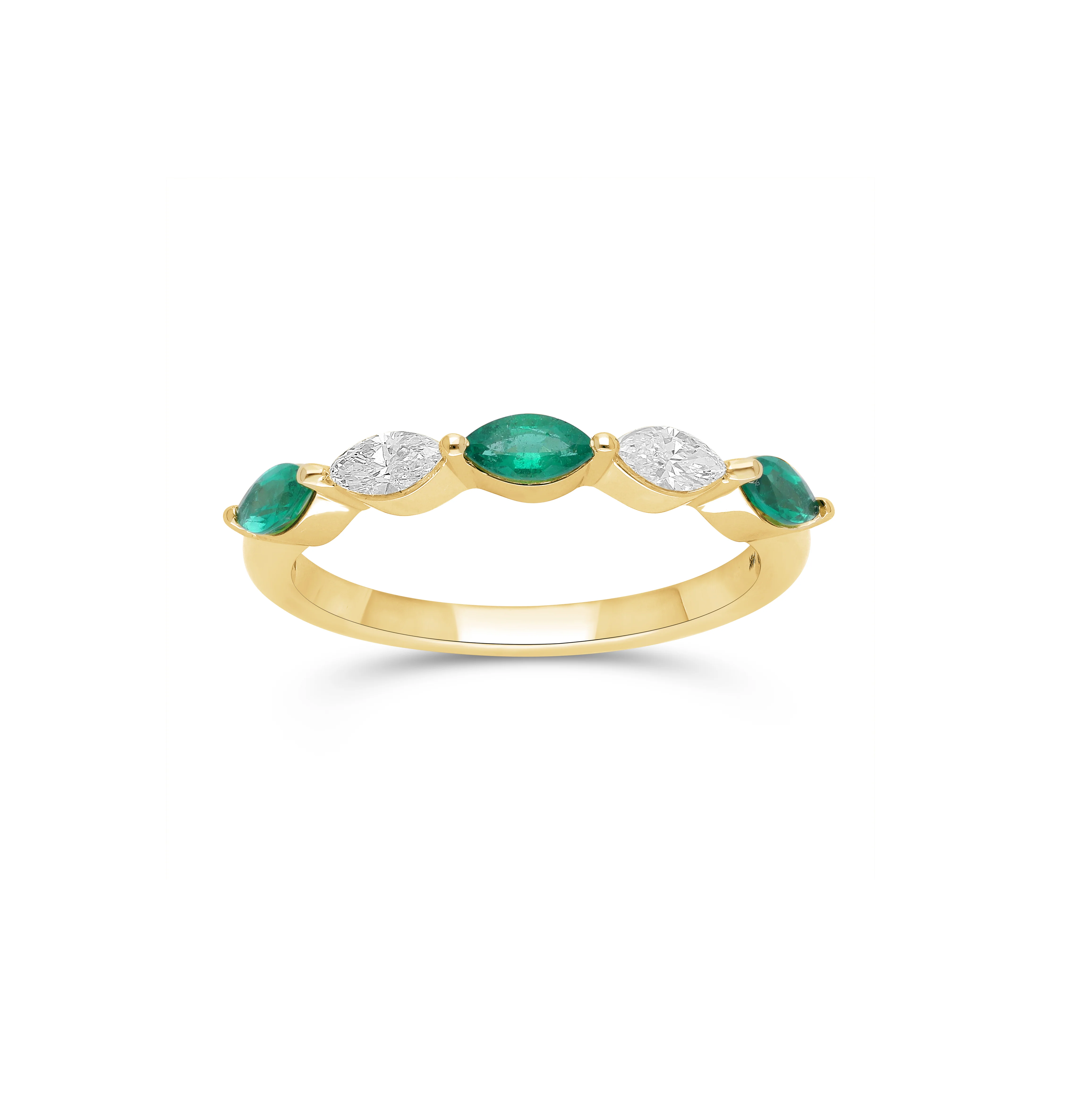 Sabel Collection Yellow Gold Marquise Emerald and Diamond Ring - Image 2