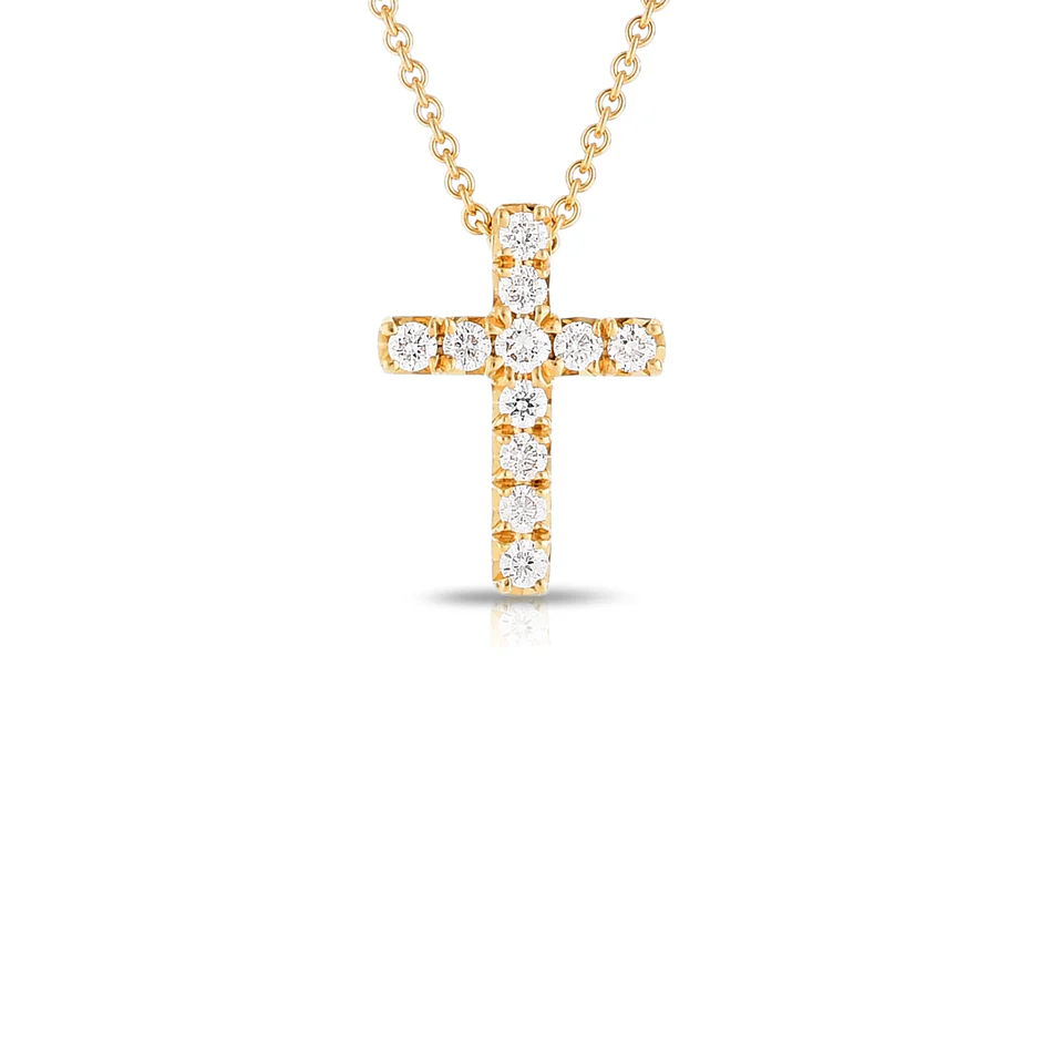 Sabel Collection Yellow Gold Mini Cross Diamond Pendant