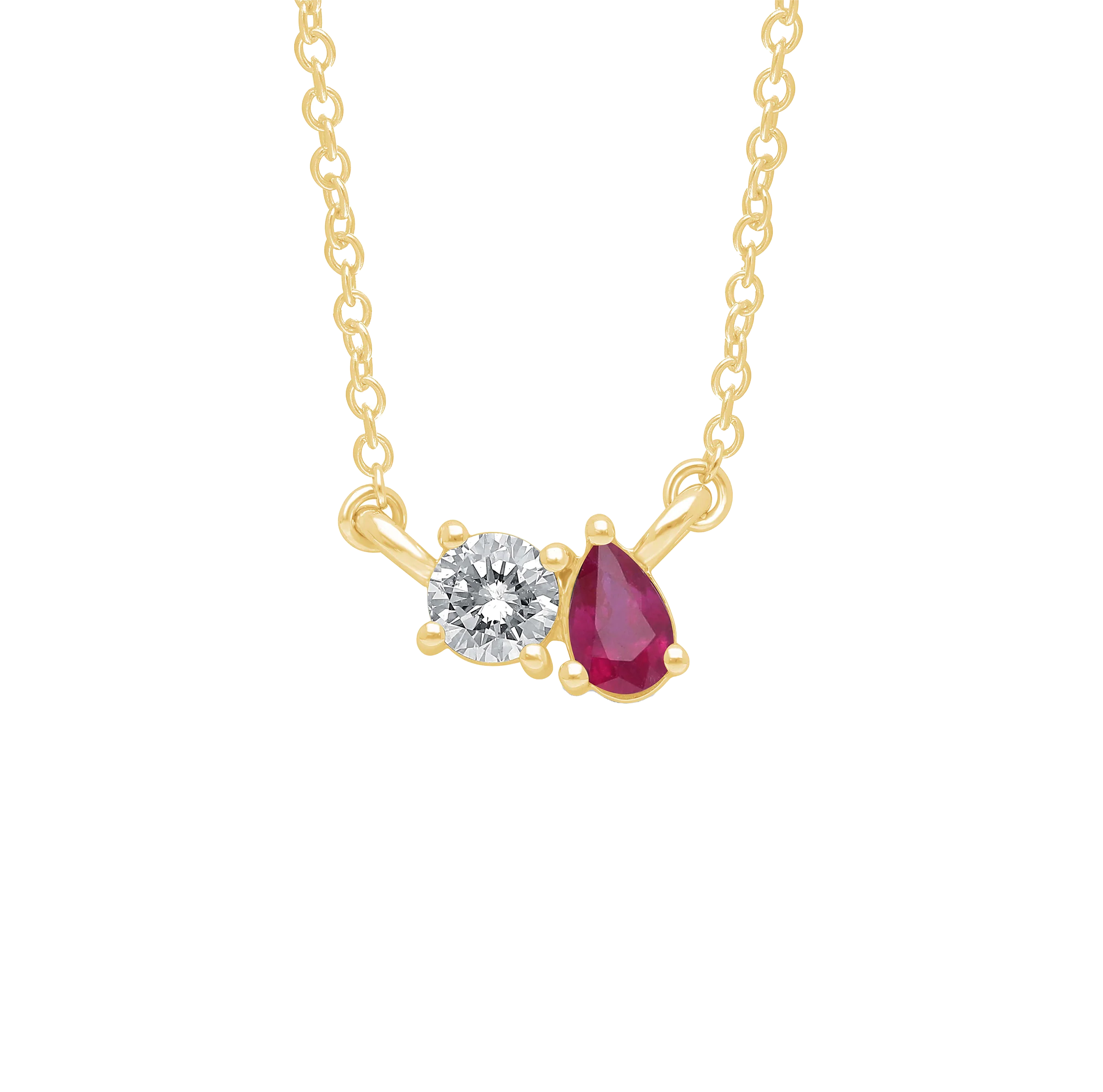 Sabel Collection Yellow Gold Multi-Shape Diamond and Ruby Pendant