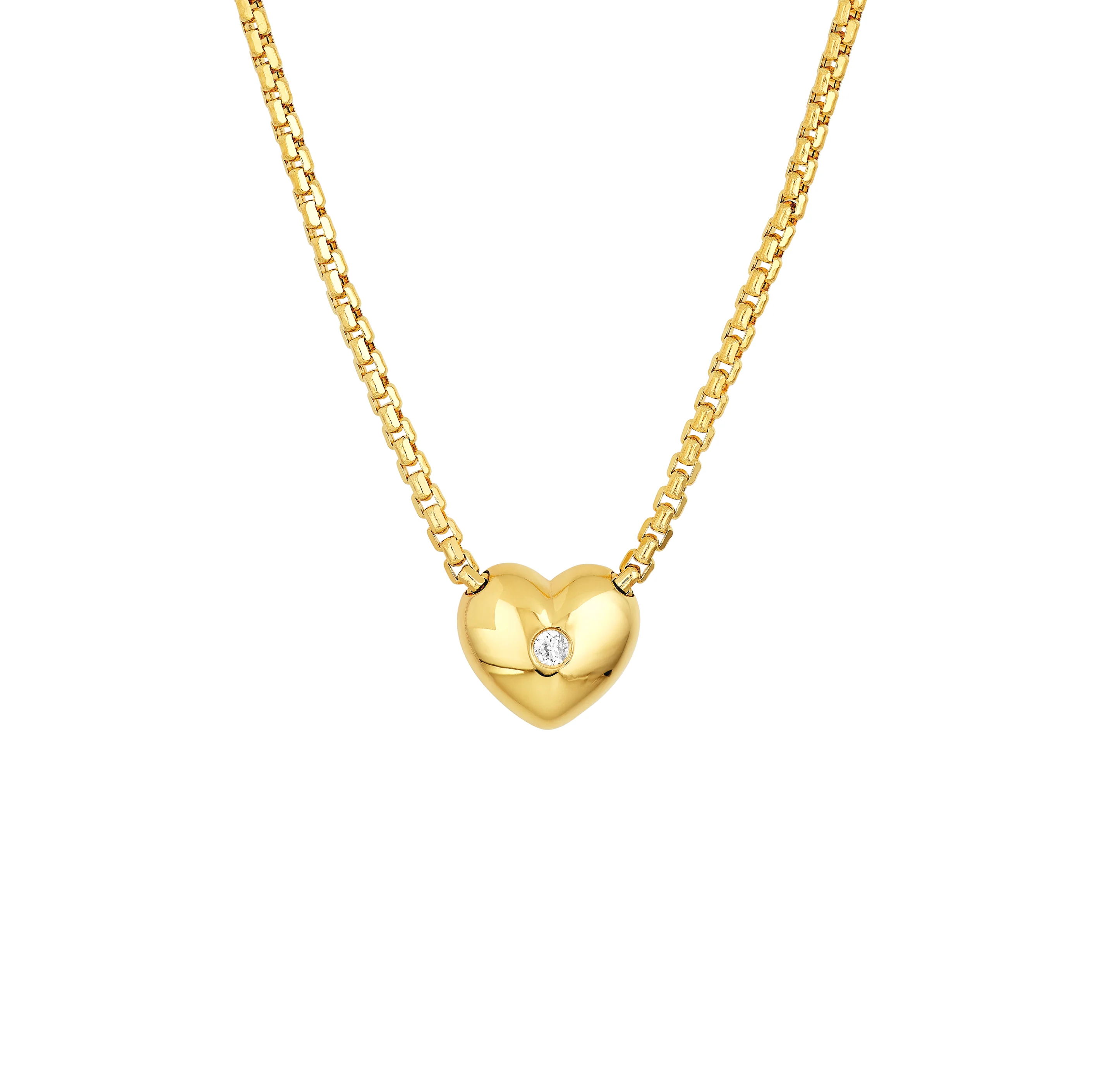 Sabel Collection Yellow Gold Necklace with Diamond Heart Pendant