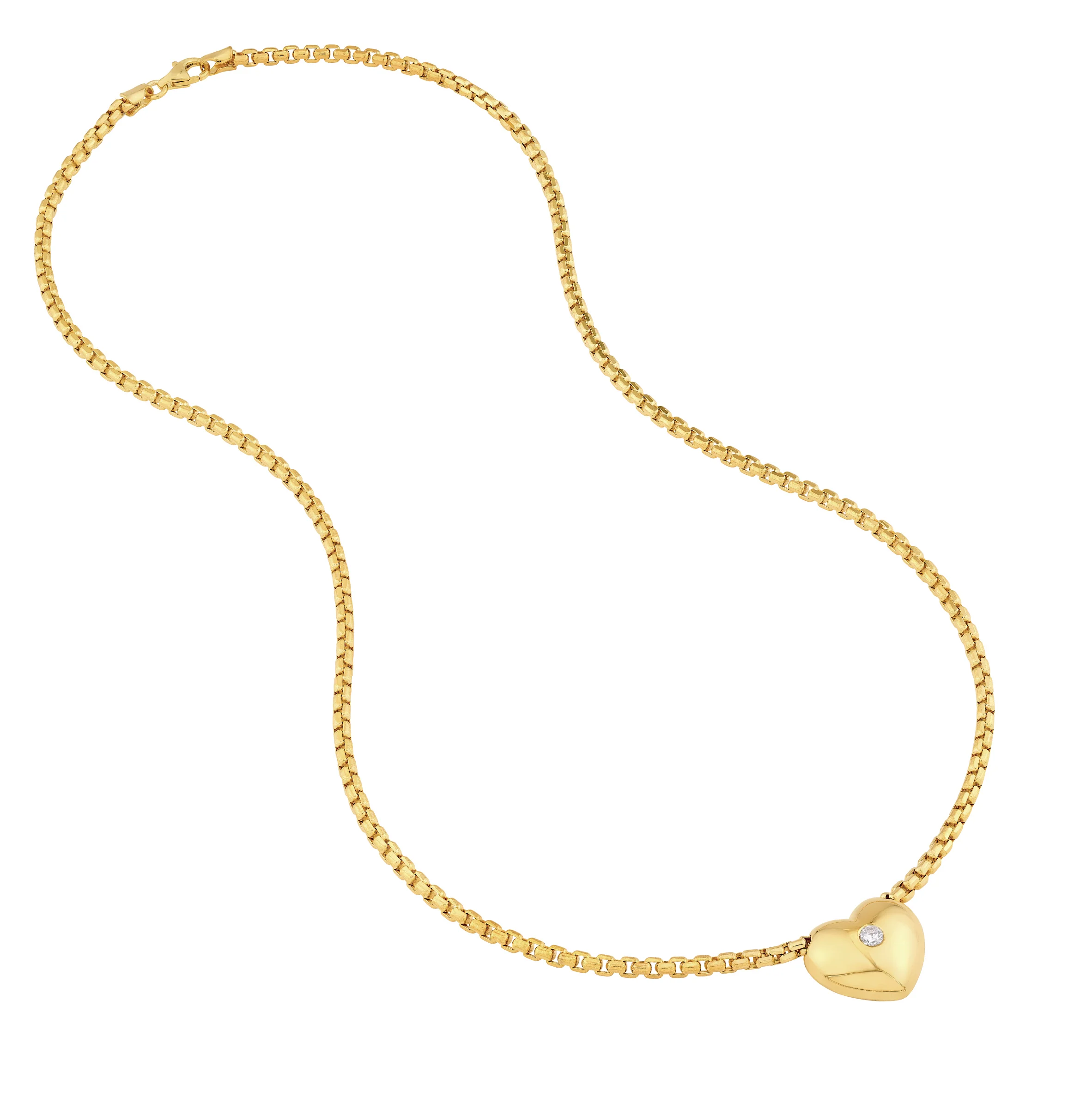 Sabel Collection Yellow Gold Necklace with Diamond Heart Pendant - Image 2