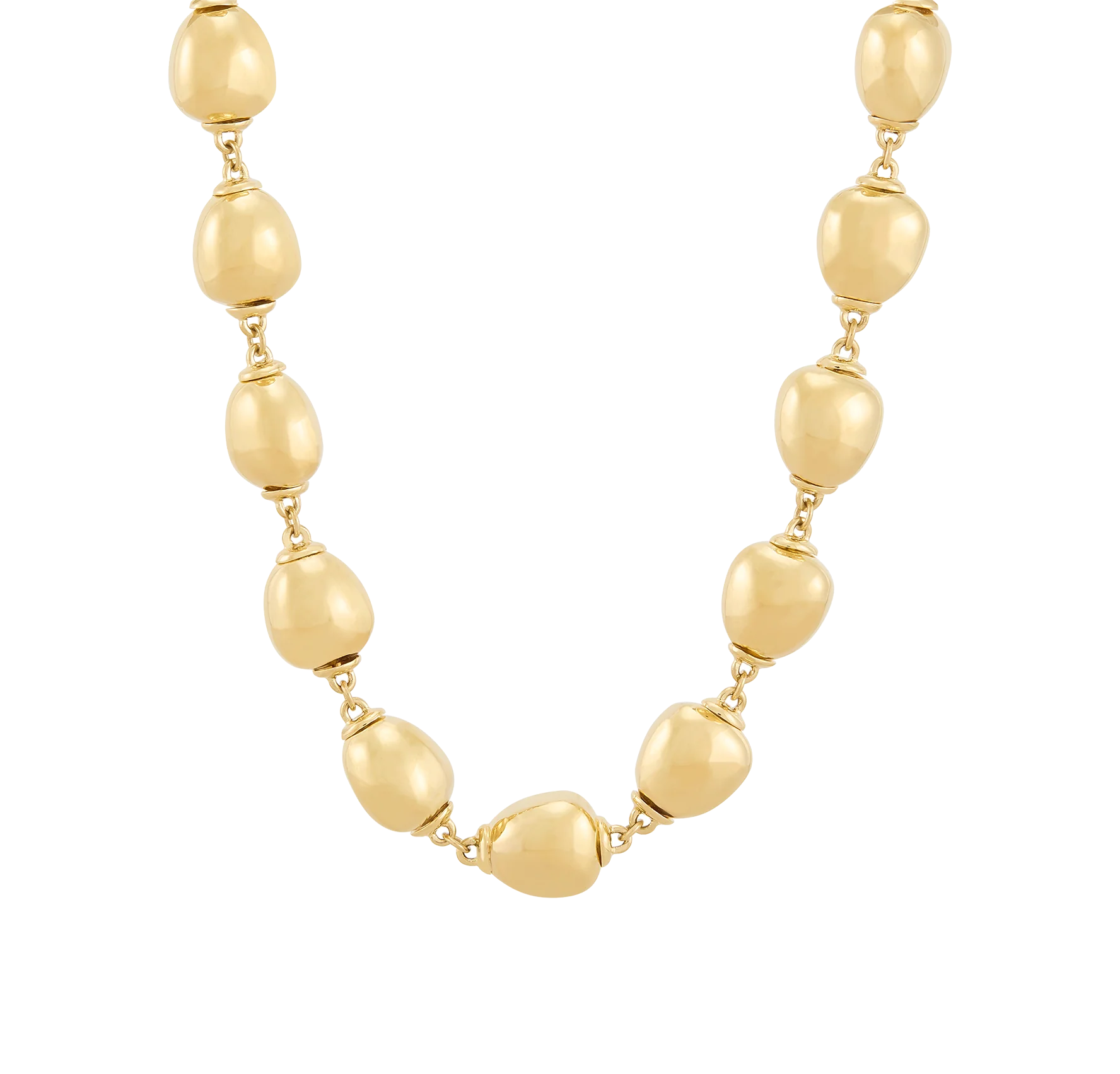 Sabel Collection Yellow Gold Oval Bead Station Necklace