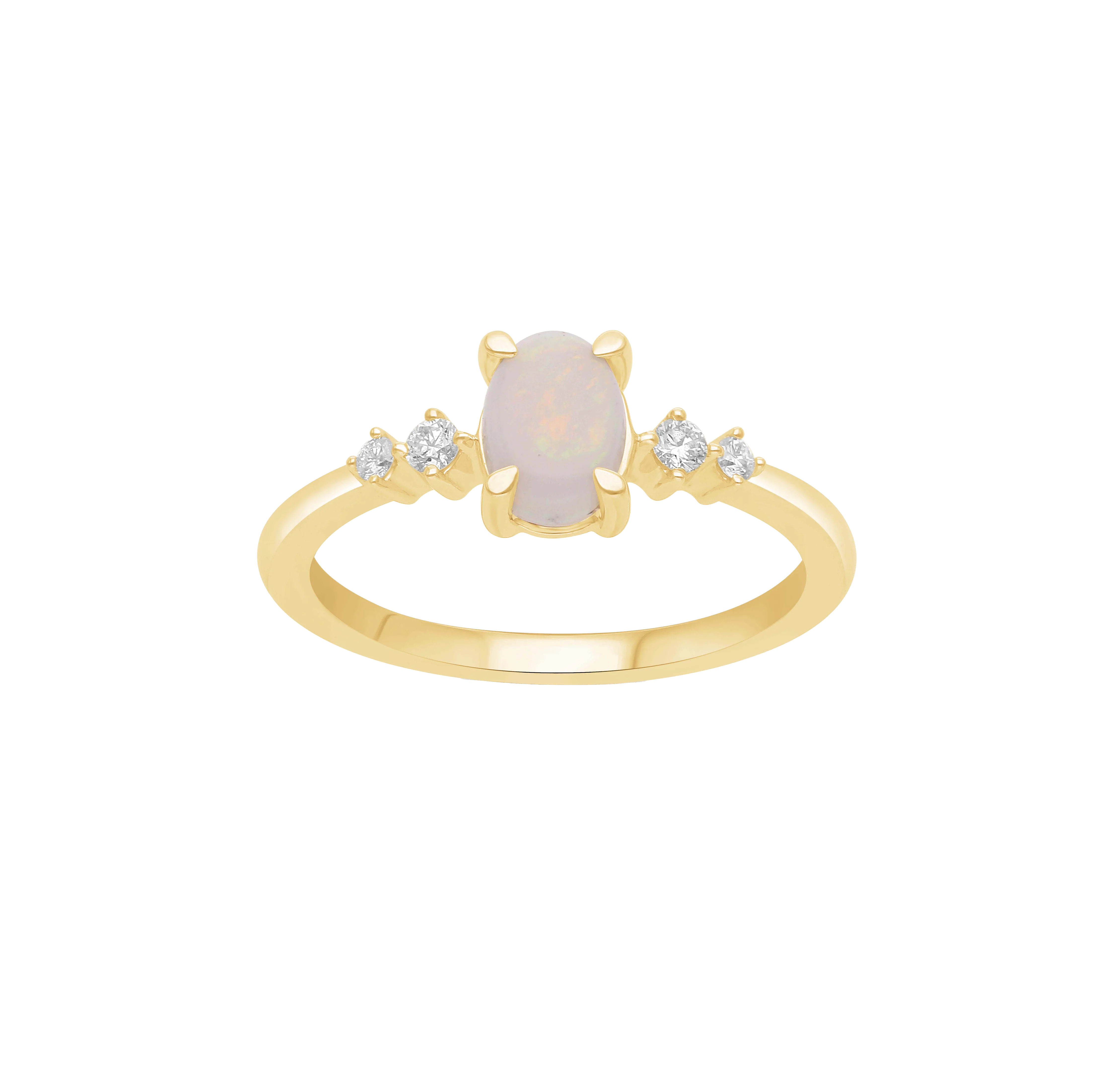 Sabel Collection Yellow Gold Oval Opal Ring with Diamonds