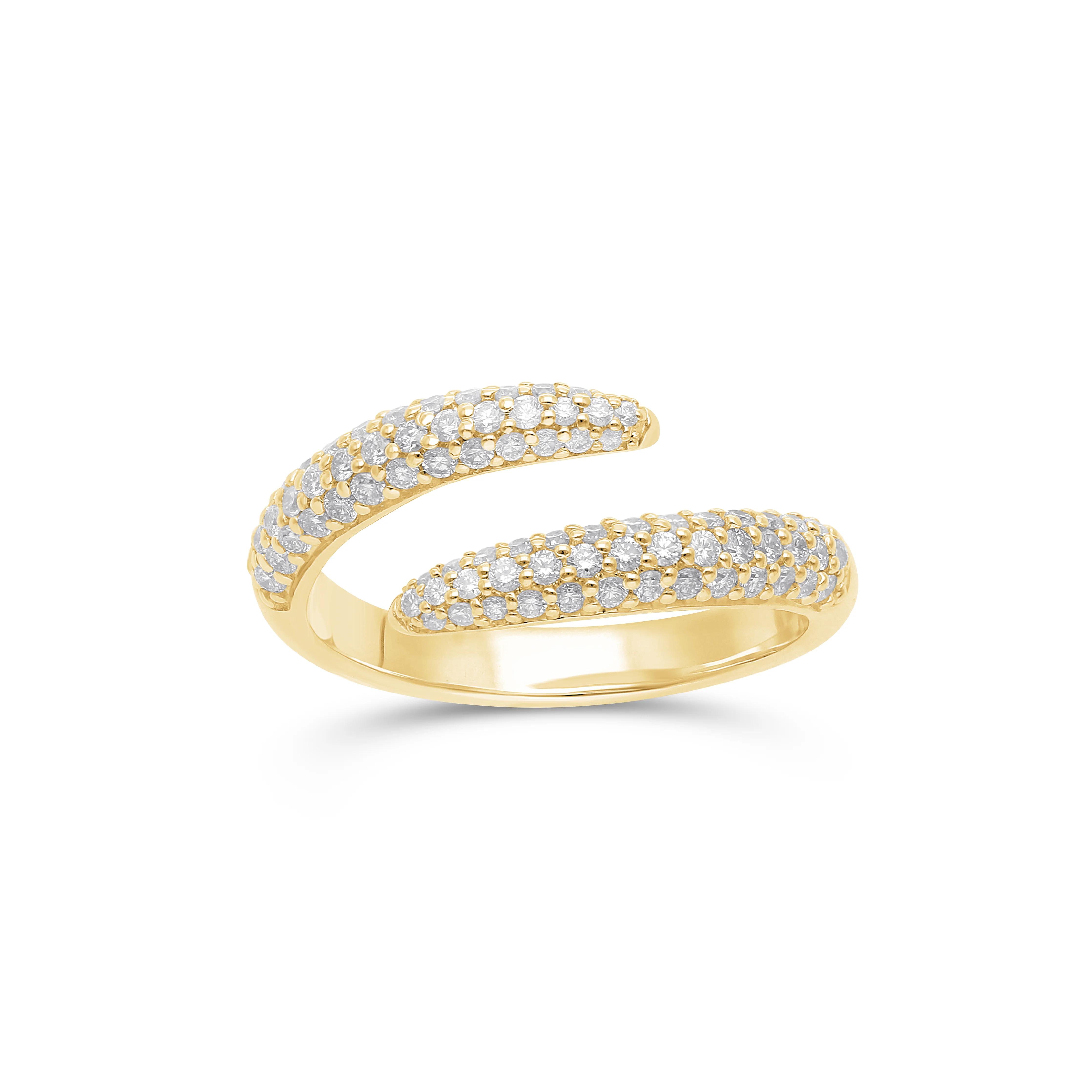 Sabel Collection Yellow Gold Pavé Diamond Bypass Ring