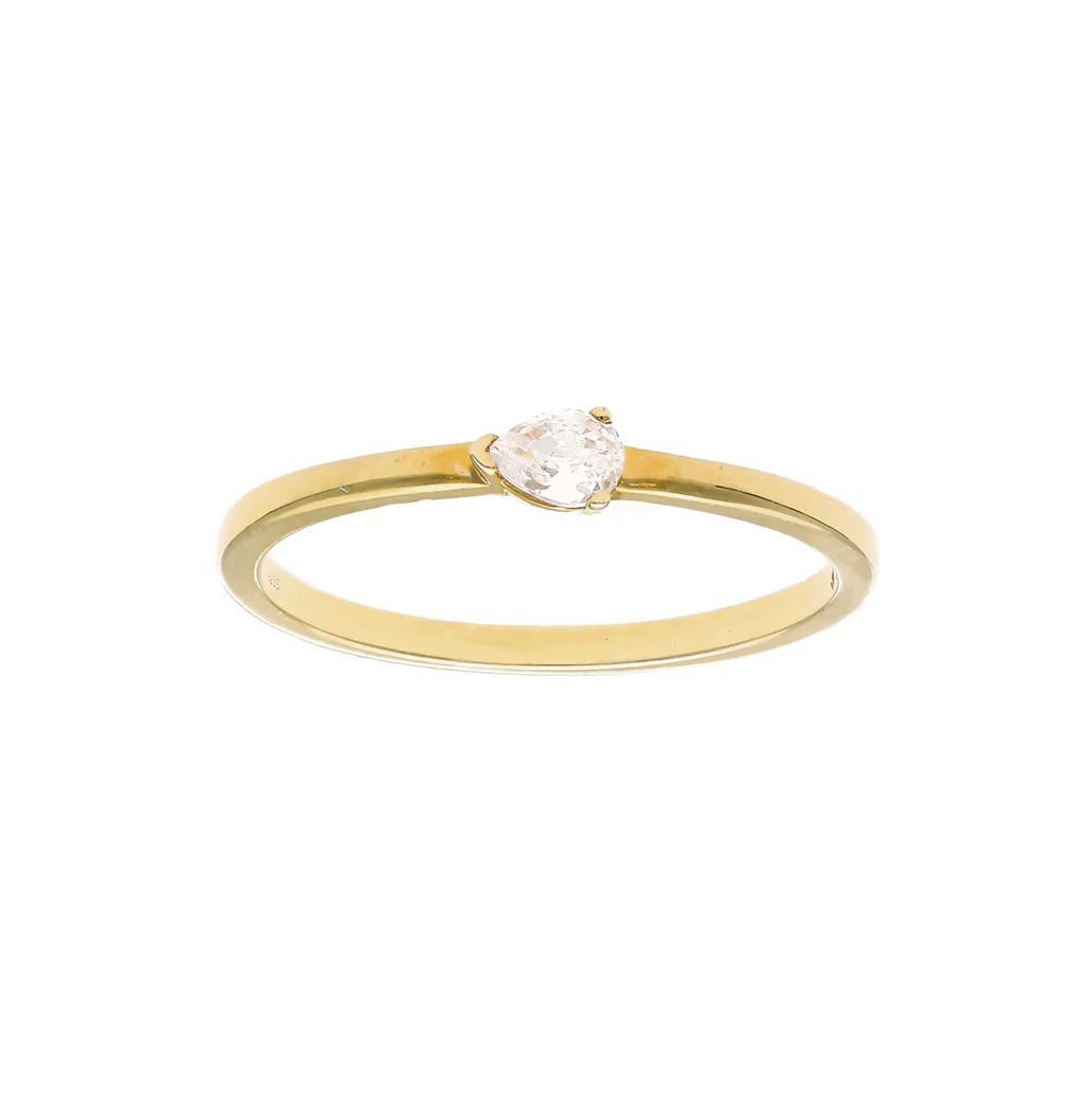 Sabel Collection Yellow Gold Pear Shape Diamond Stacking Ring