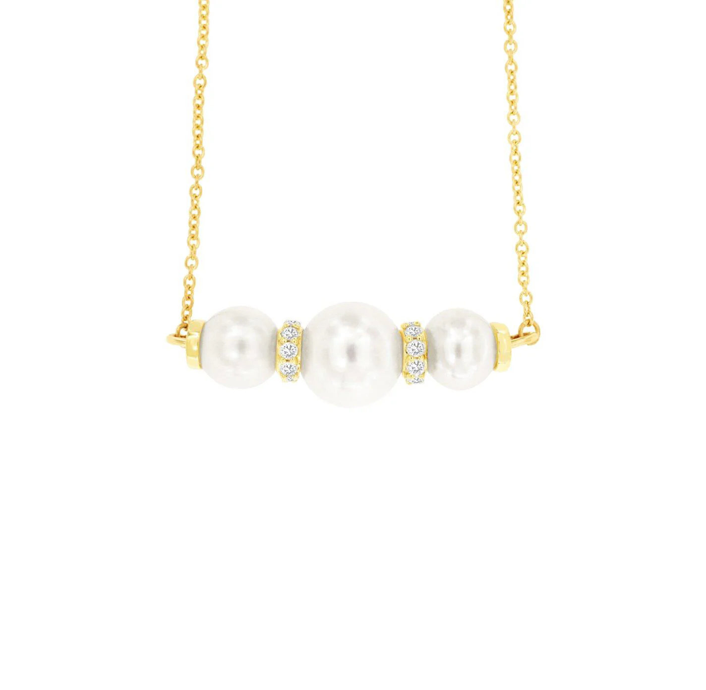 Sabel Collection Yellow Gold Pearl and Diamond Bar Pendant