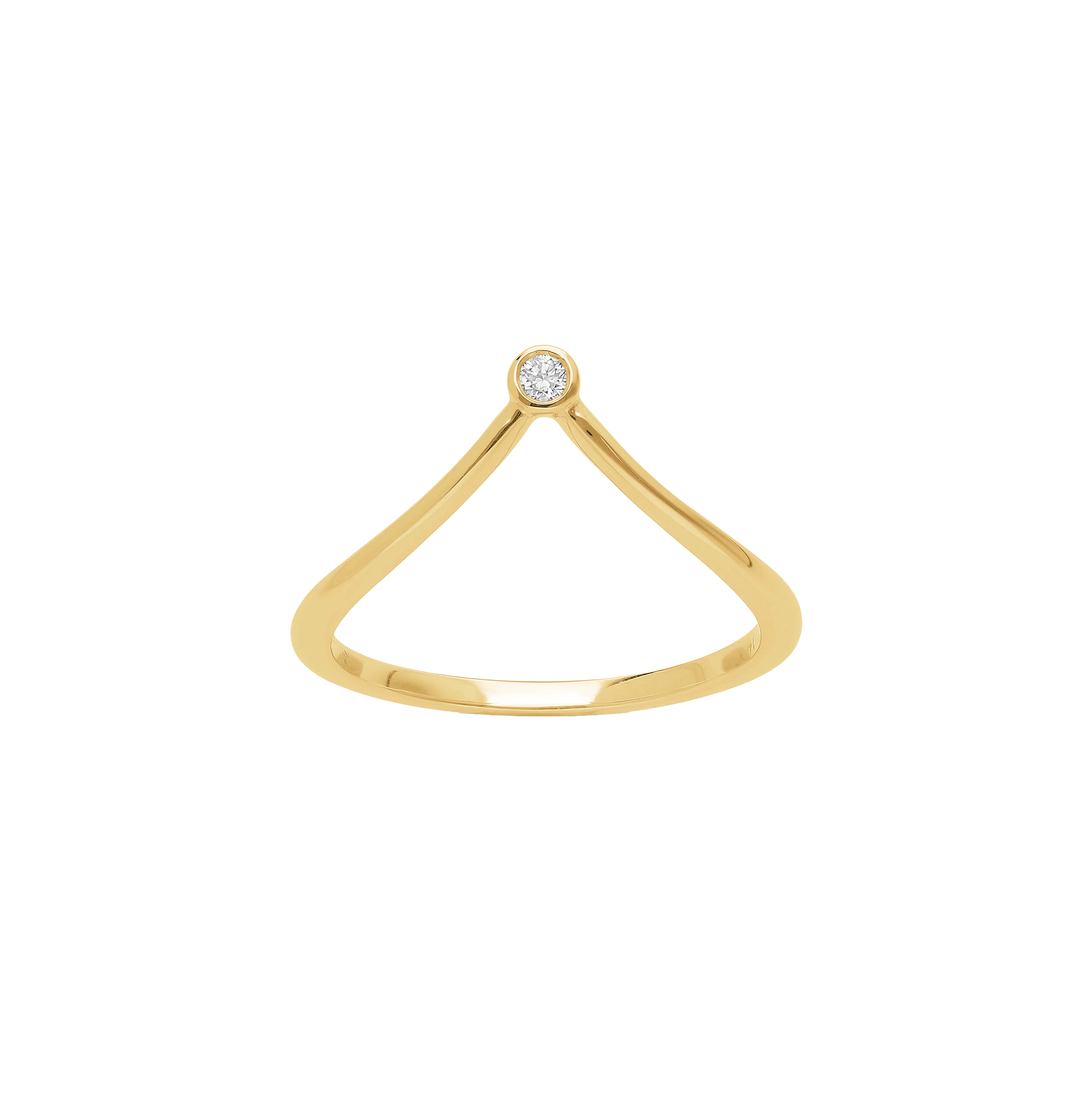 Sabel Collection Yellow Gold Round Diamond V Stacking Ring