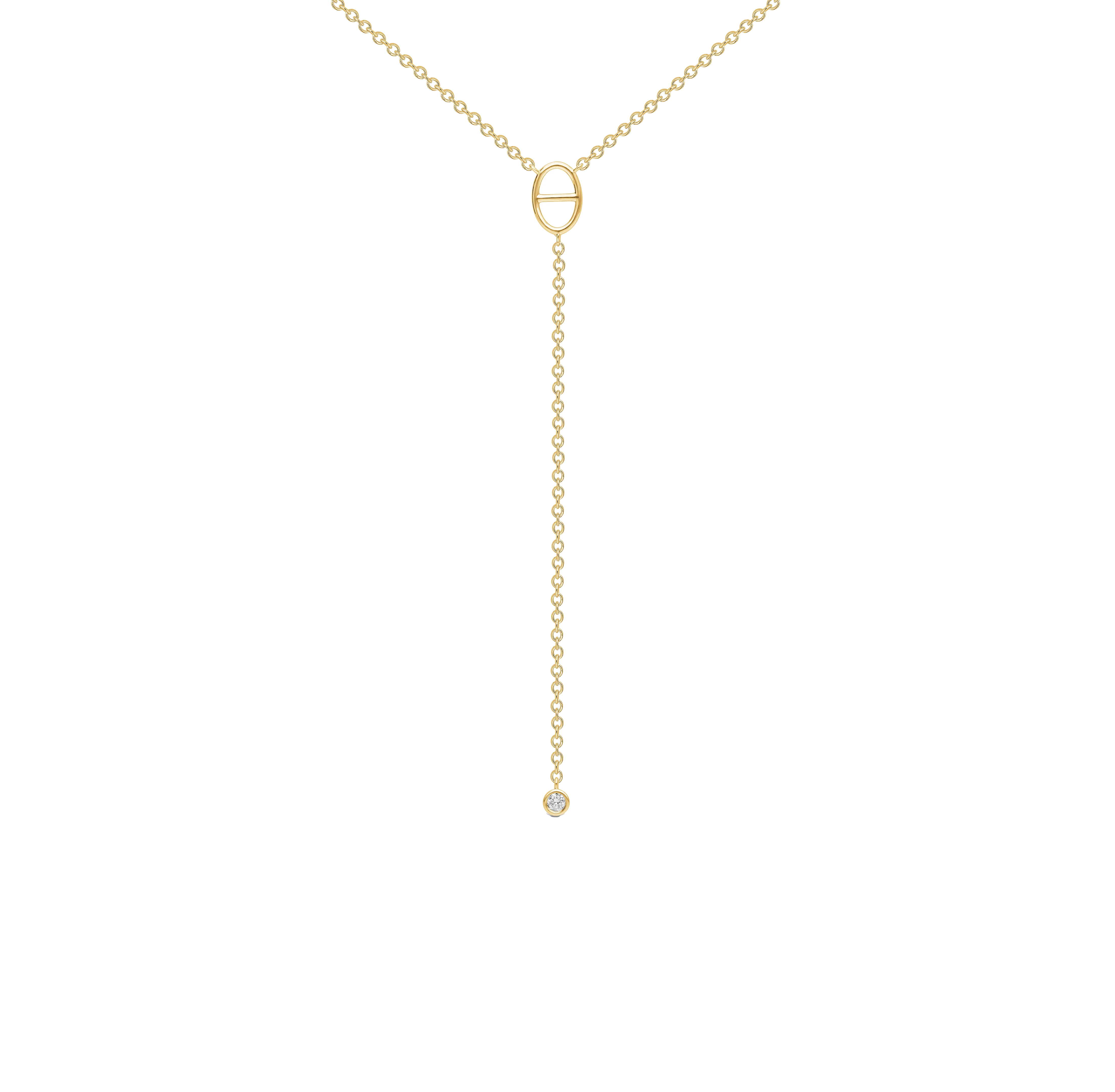 Sabel Collection Yellow Gold Round Diamond Y Drop Necklace
