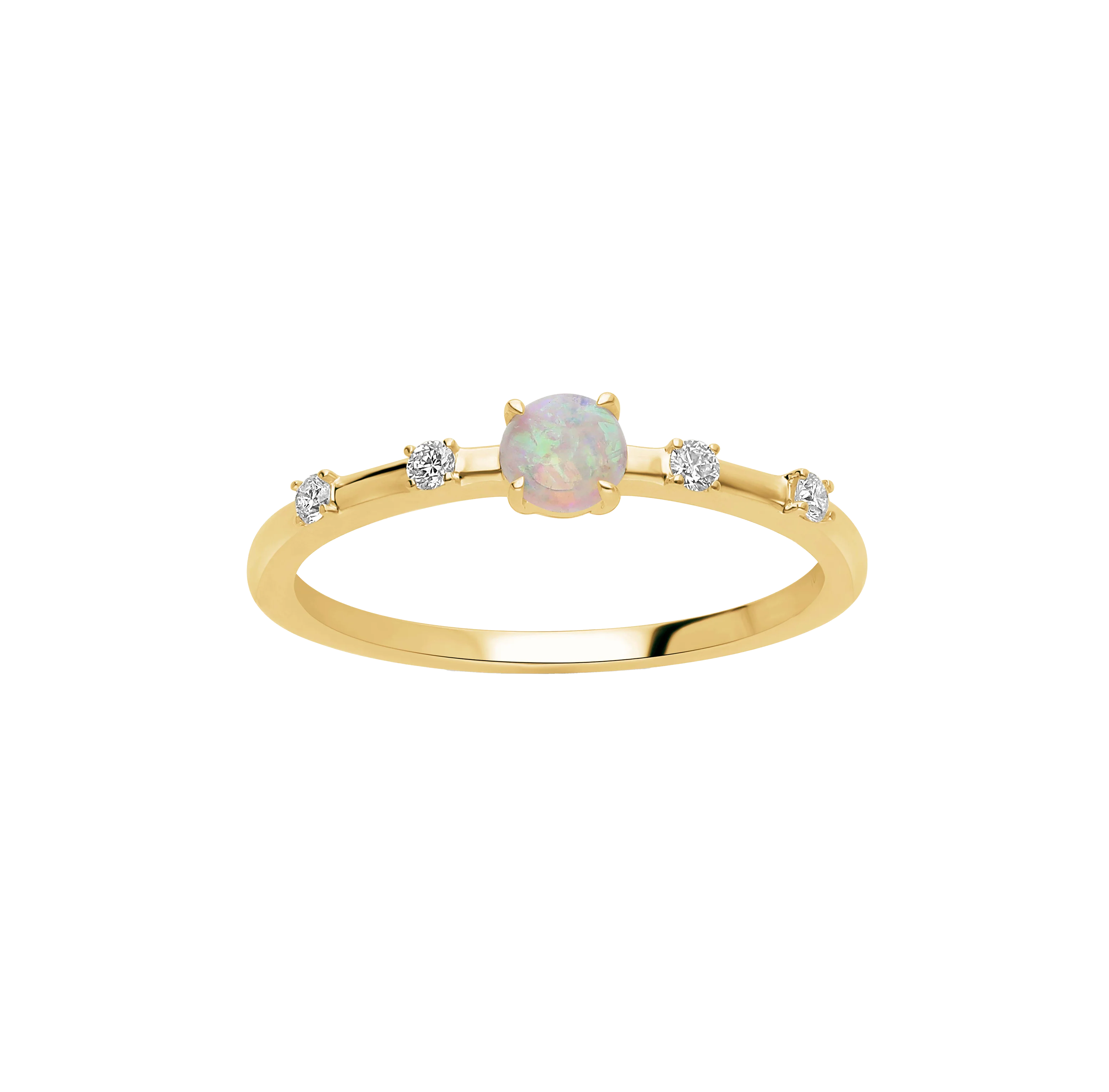 Sabel Collection Yellow Gold Round Opal Ring with Diamonds