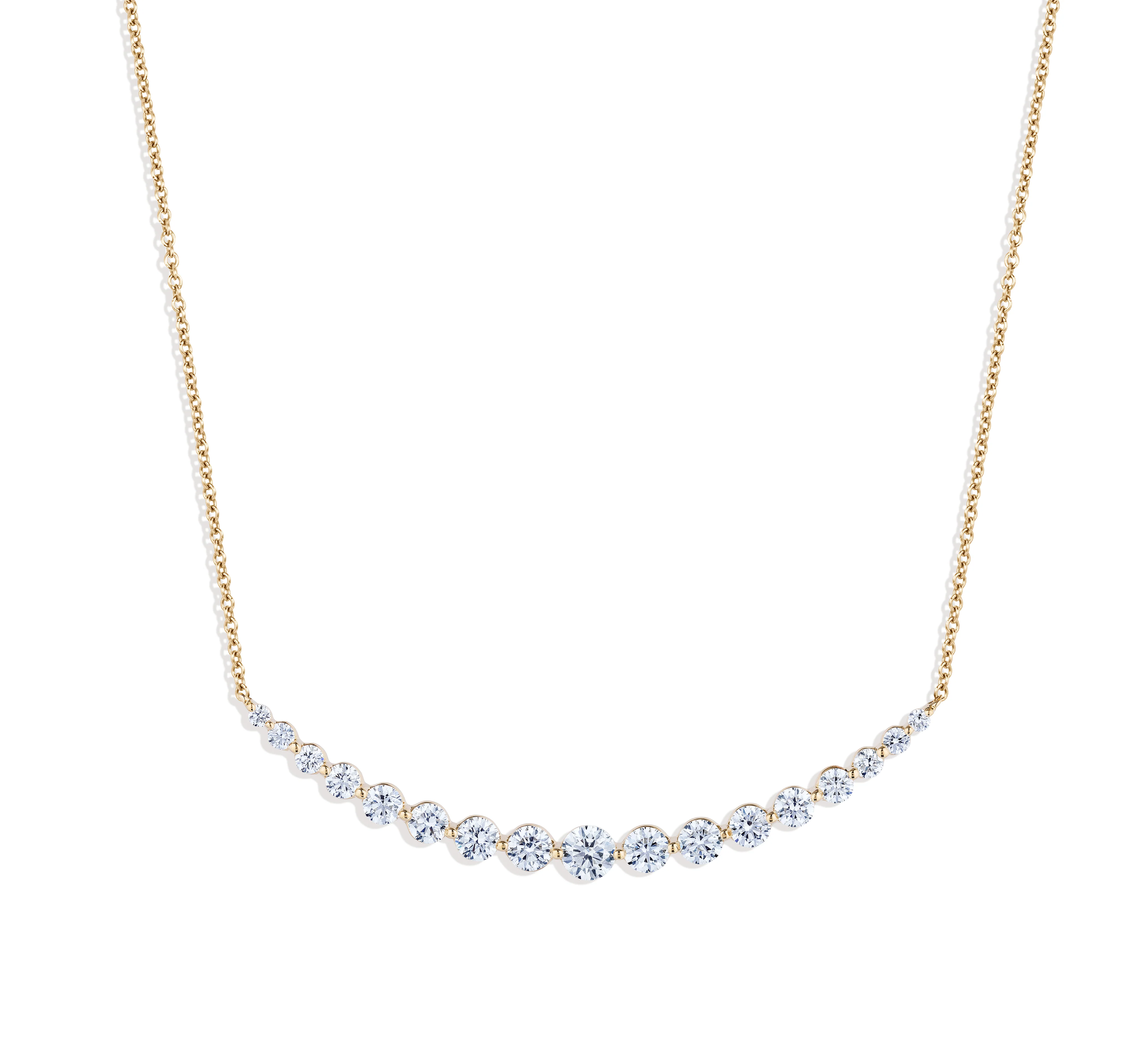 Sabel Collection Yellow Gold Smiley Bar Necklace with Diamonds