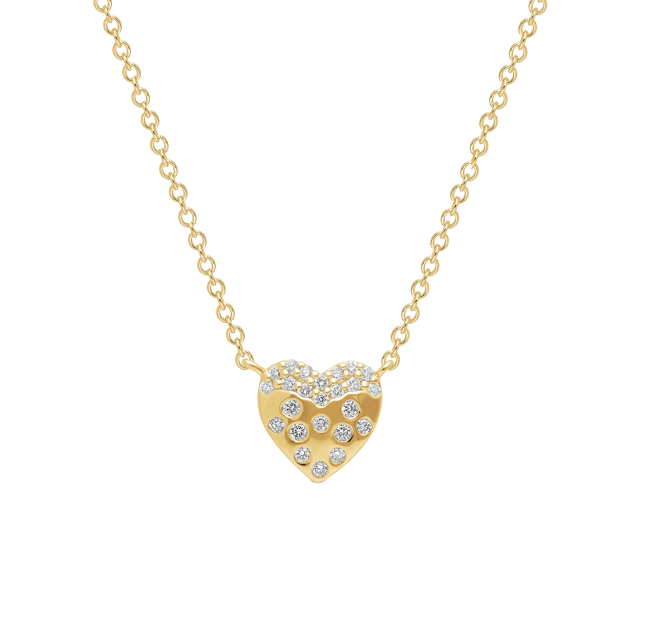 Sabel Collection Yellow Gold Sprinkled Diamond Heart Necklace