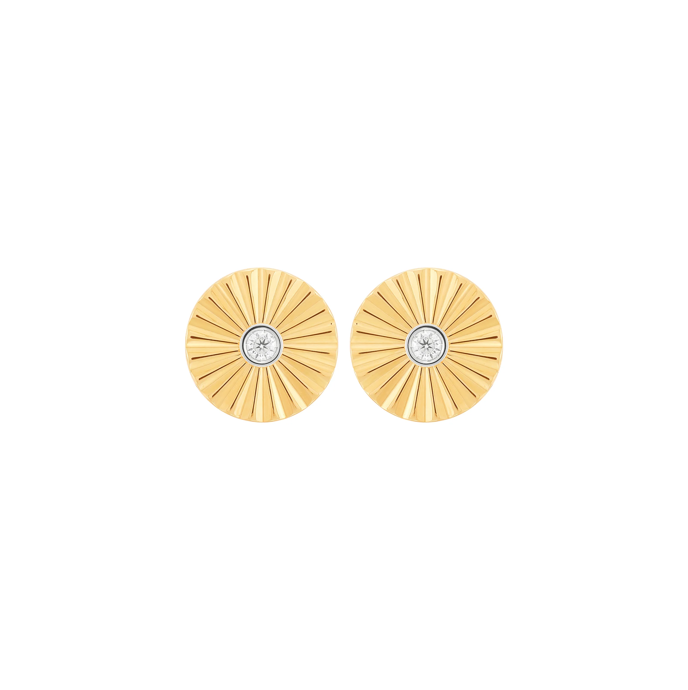Sabel Collection Yellow Gold Starburst Earrings with Diamonds