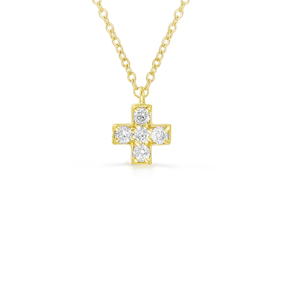 Sabel Collection Yellow Gold Tiny Diamond Cross Pendant