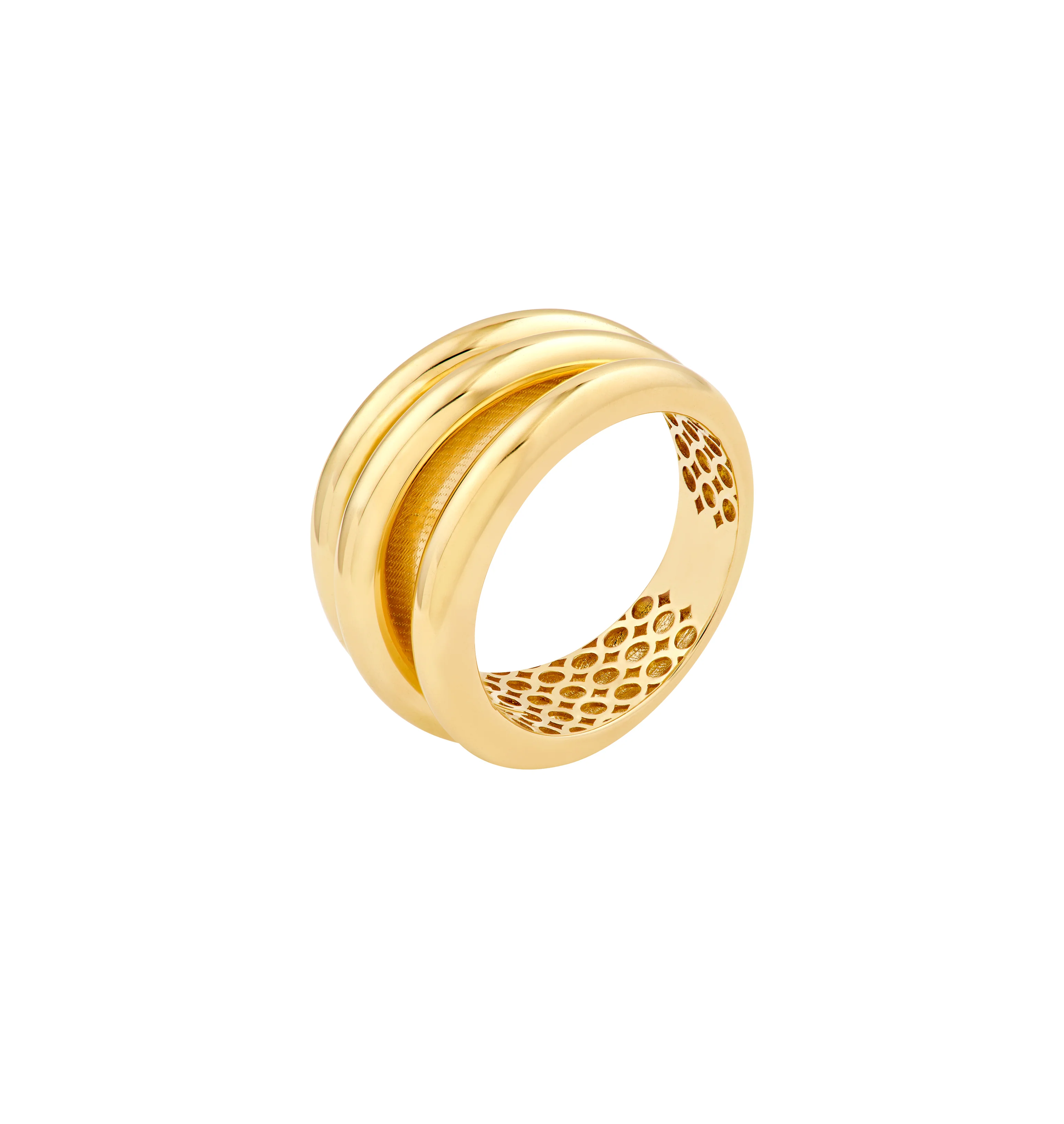 Sabel Collection Yellow Gold Triple Open Tube Band - Image 2