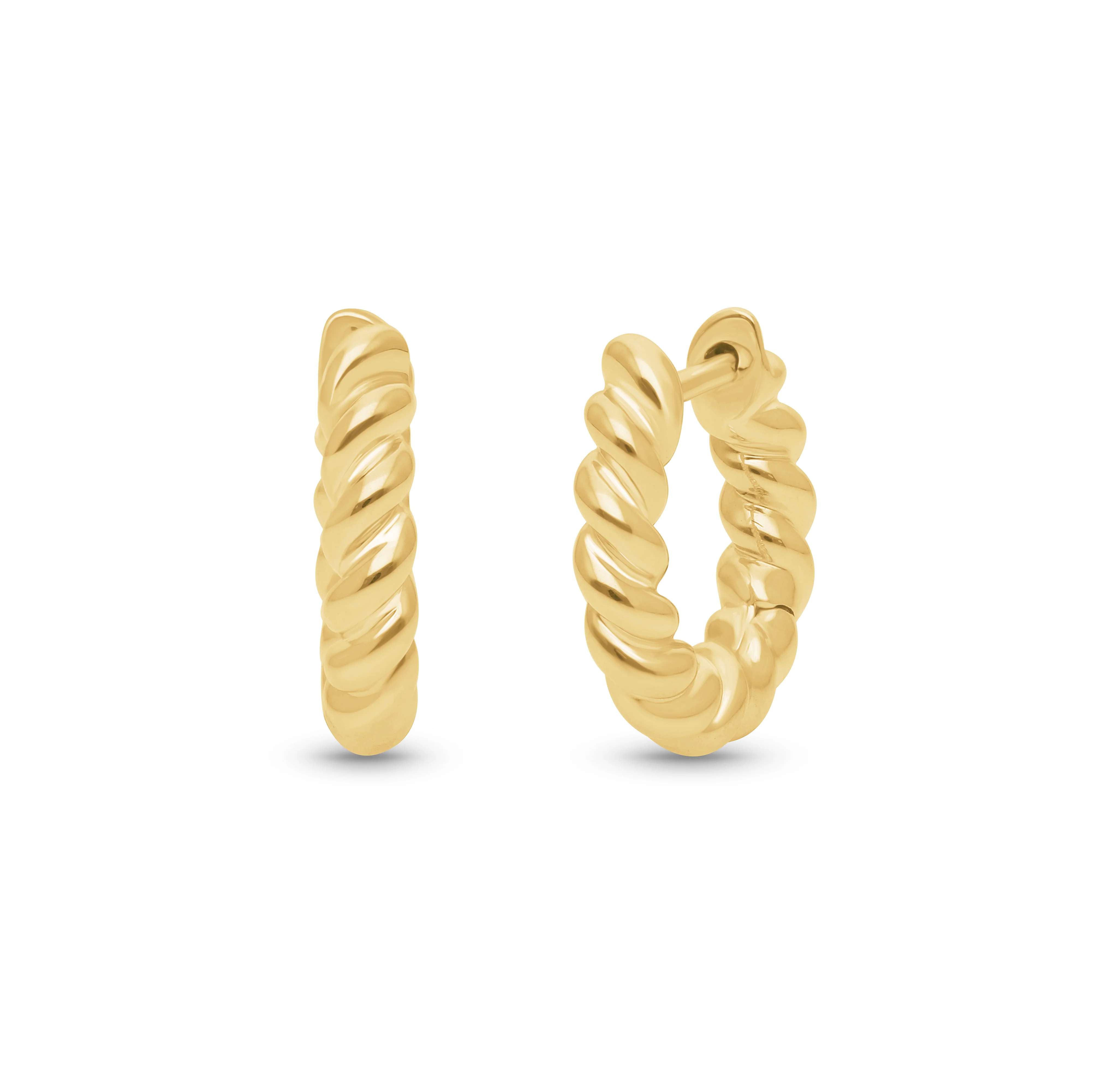 Sabel Collection Yellow Gold Twisted Hoop Earrings
