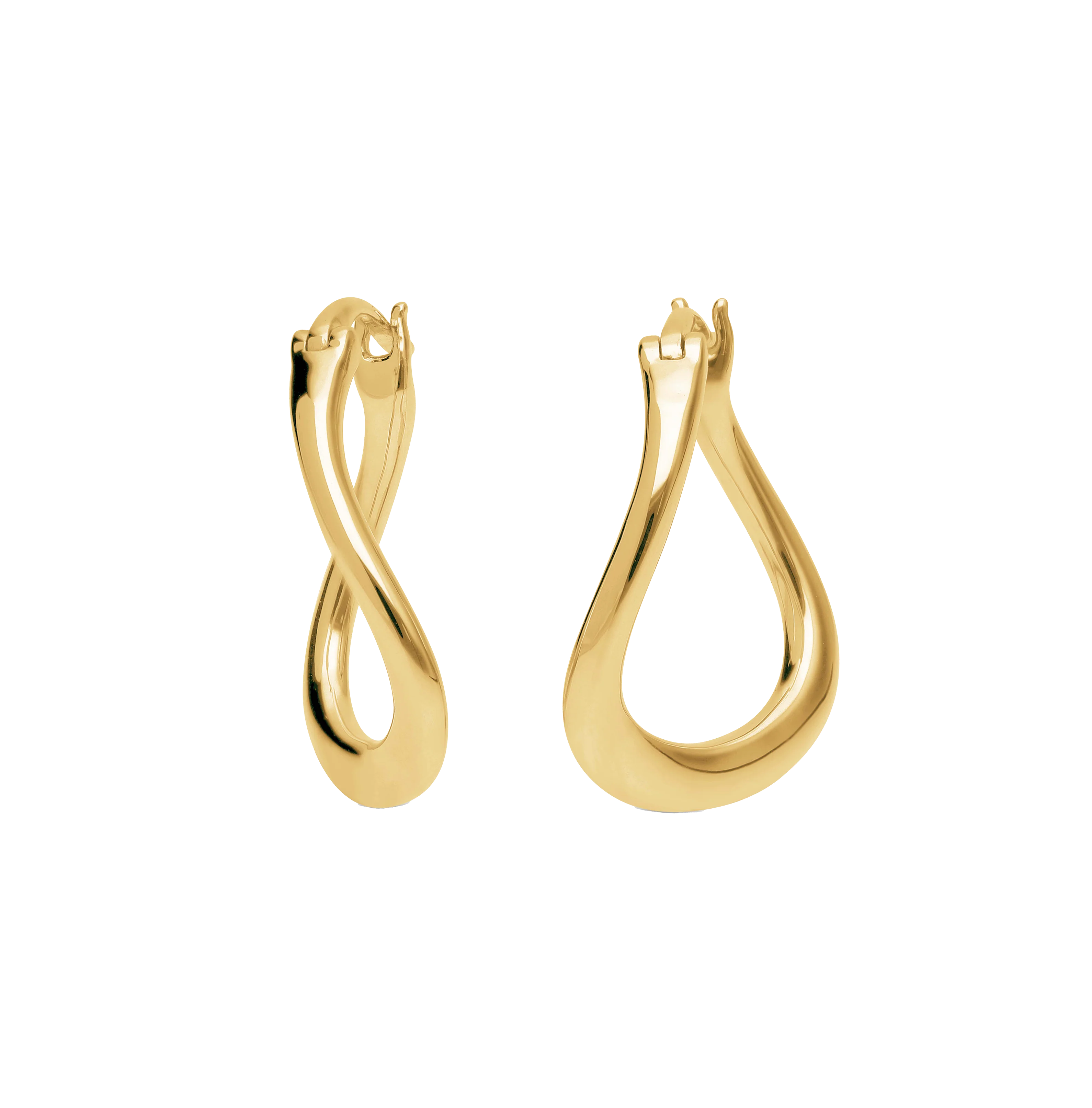 Sabel Collection Yellow Gold Wavy Hoop Earrings