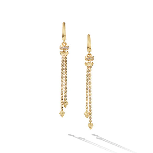 Zig Zag Stax Chain Drop Earrings in 18K Yellow Gold with Diamonds - Image 2