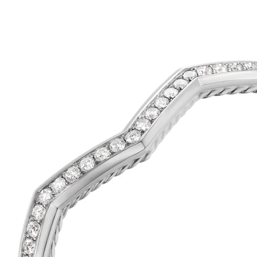 Zig Zag Stax Cuff Bracelet in Sterling Silver with Diamonds, 5mm - Image 4