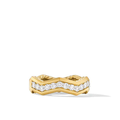 Zig Zag Stax Ring in 18K Yellow Gold with Diamonds, Size 8 - Image 3