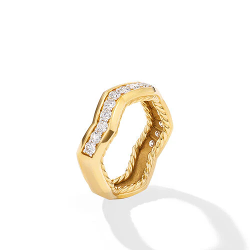 Zig Zag Stax Ring in 18K Yellow Gold with Diamonds, Size 6 - Image 3