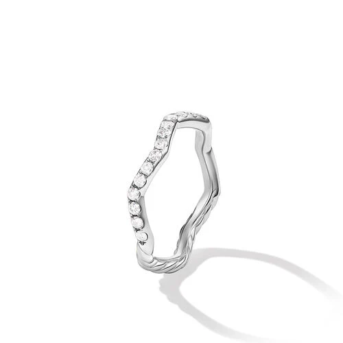 Zig Zag Stax Ring in Sterling Silver with Diamonds, Size 7 - Image 2